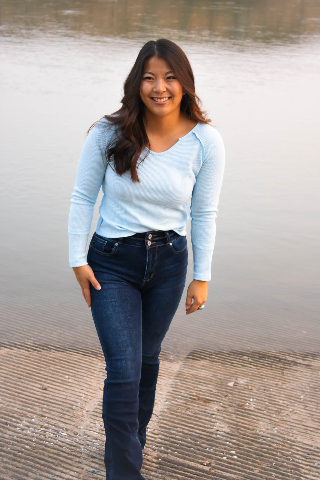 Ismay Sky Blue V-Neck Top