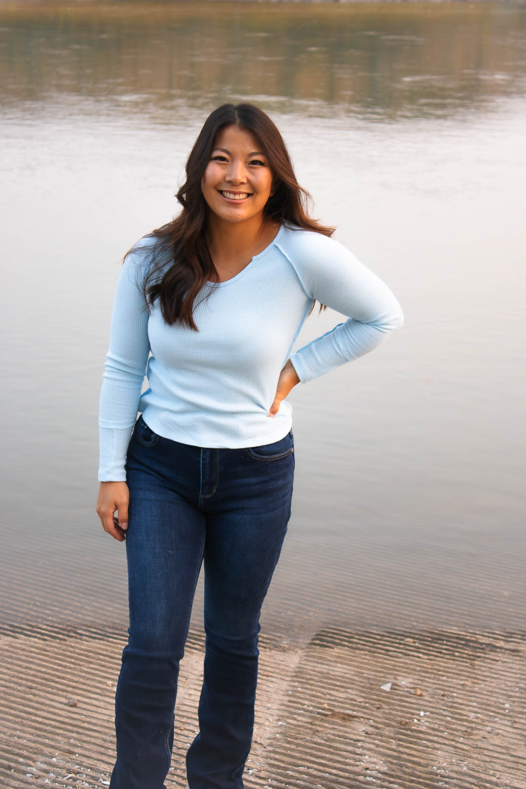 Ismay Sky Blue V-Neck Top