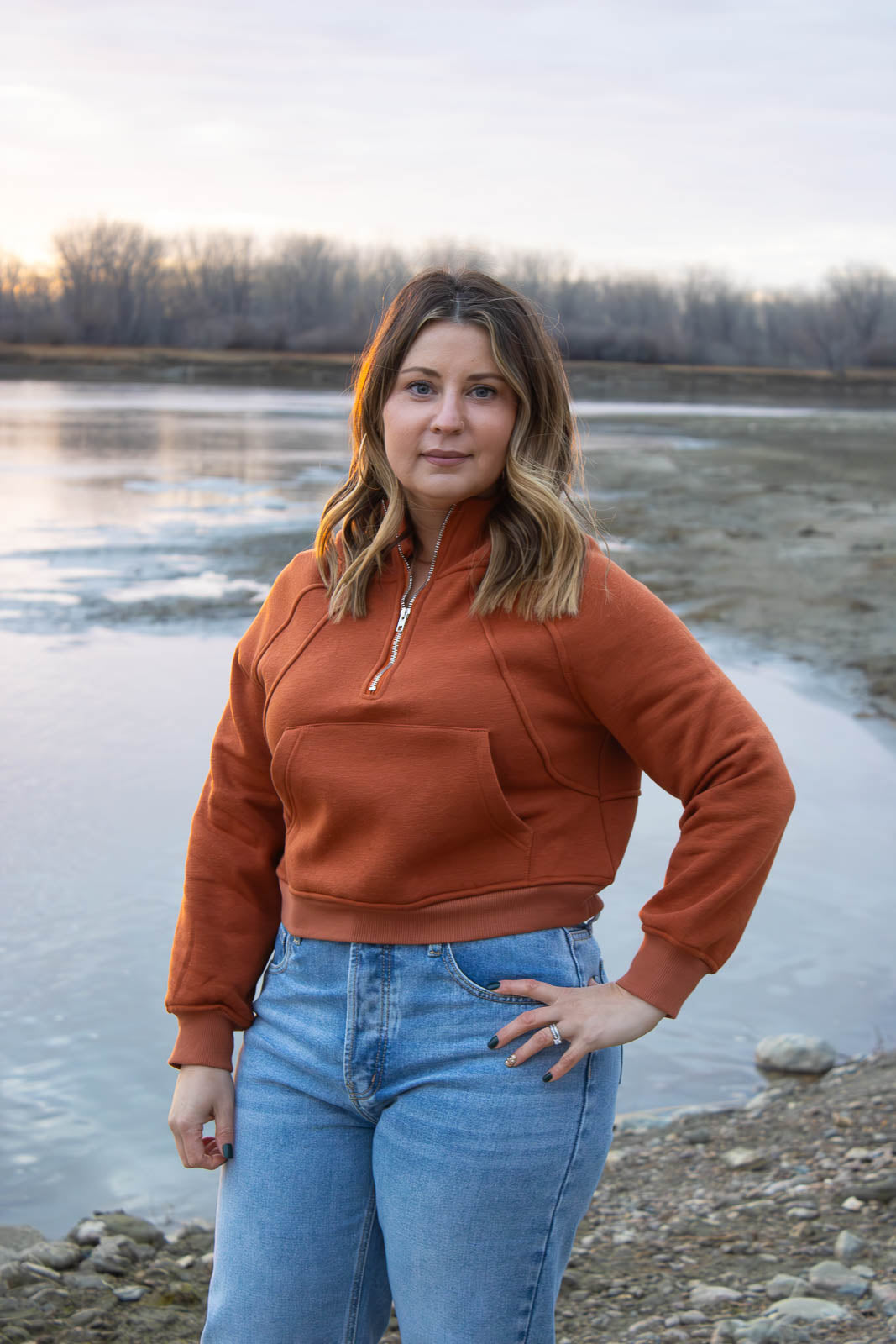 Dixon Quarter Zip Crop Hoodie
