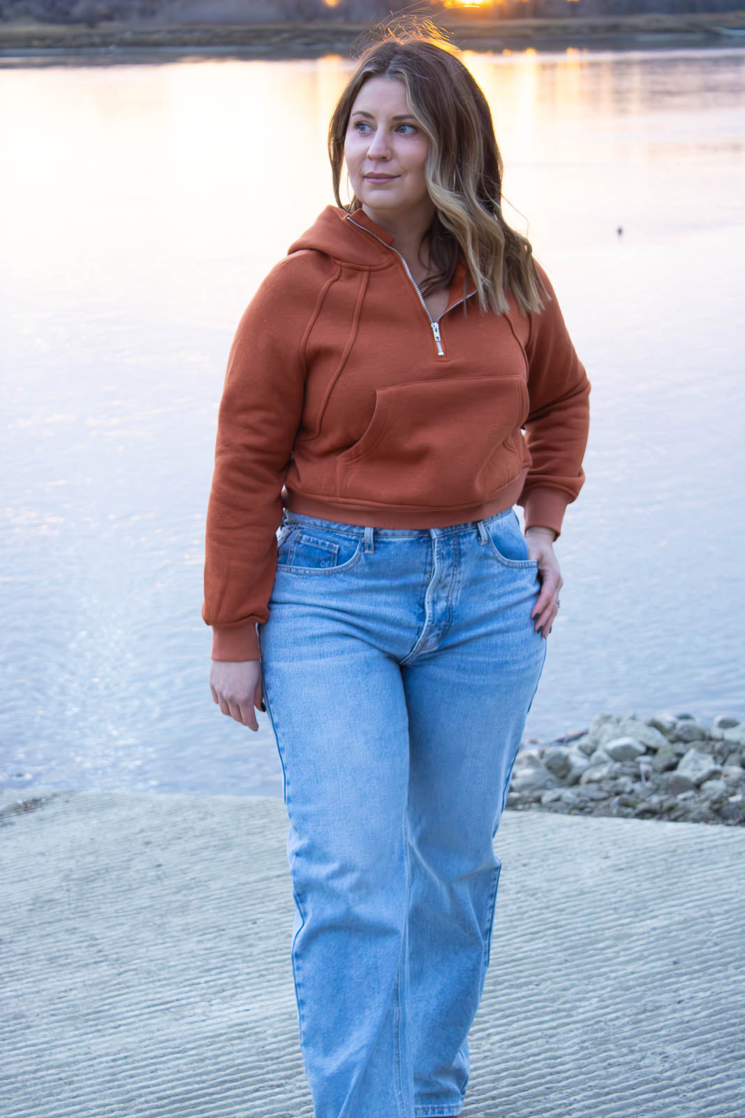 Dixon Quarter Zip Crop Hoodie