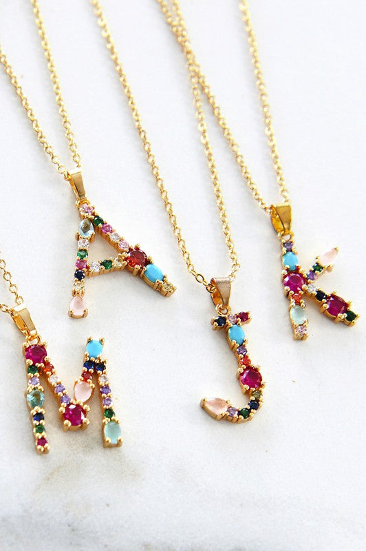 Jude Gem Initial Necklace