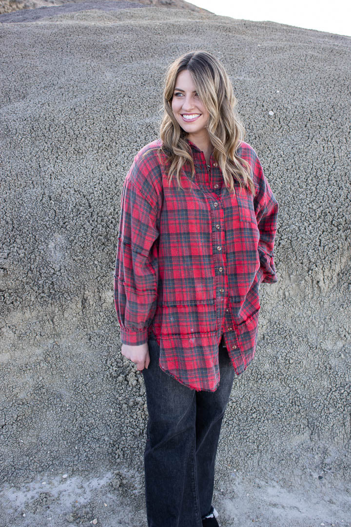Meredith Mineral Washed Plaid Shirt
