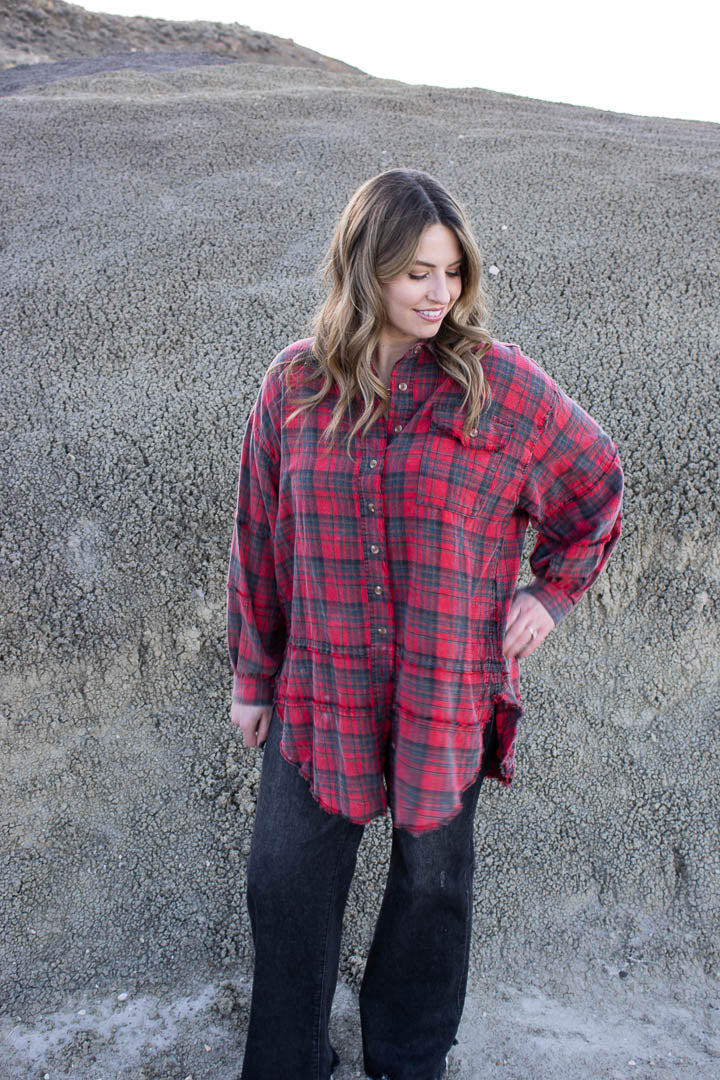 Meredith Mineral Washed Plaid Shirt