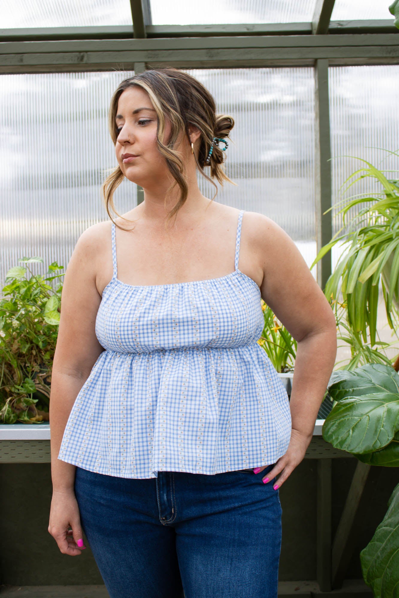 Heidi Gingham Peplum Top