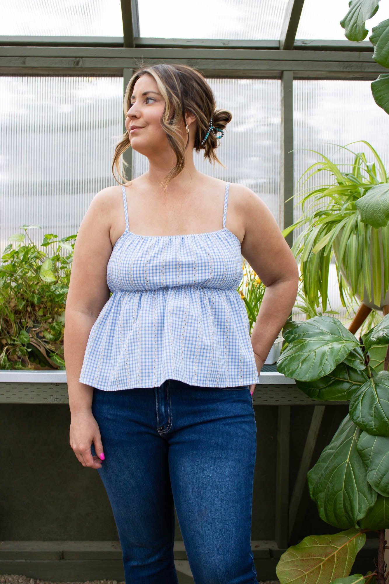 Heidi Gingham Peplum Top