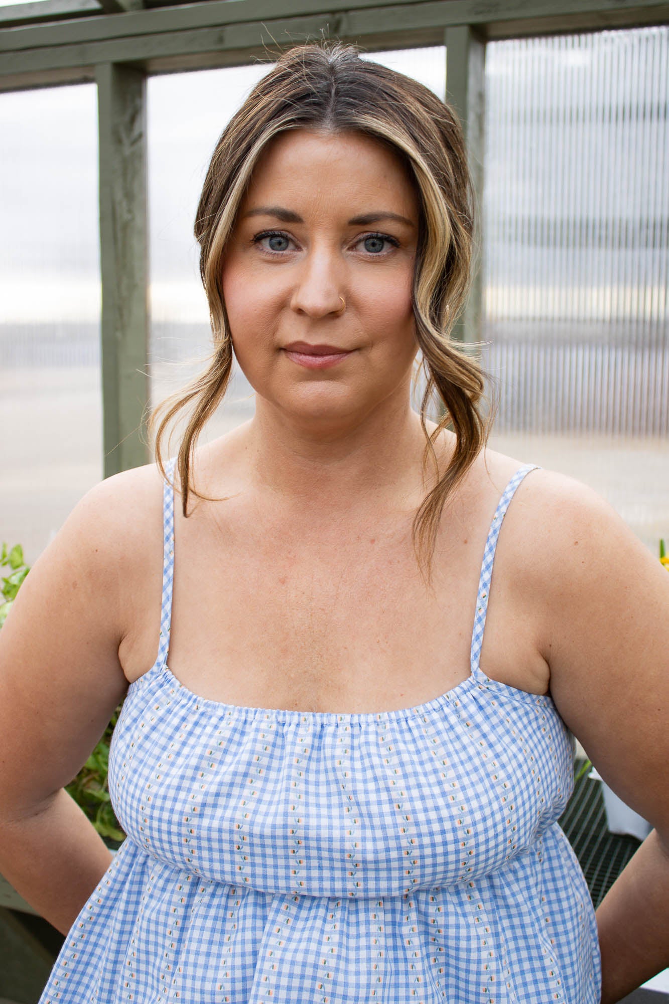 Heidi Gingham Peplum Top