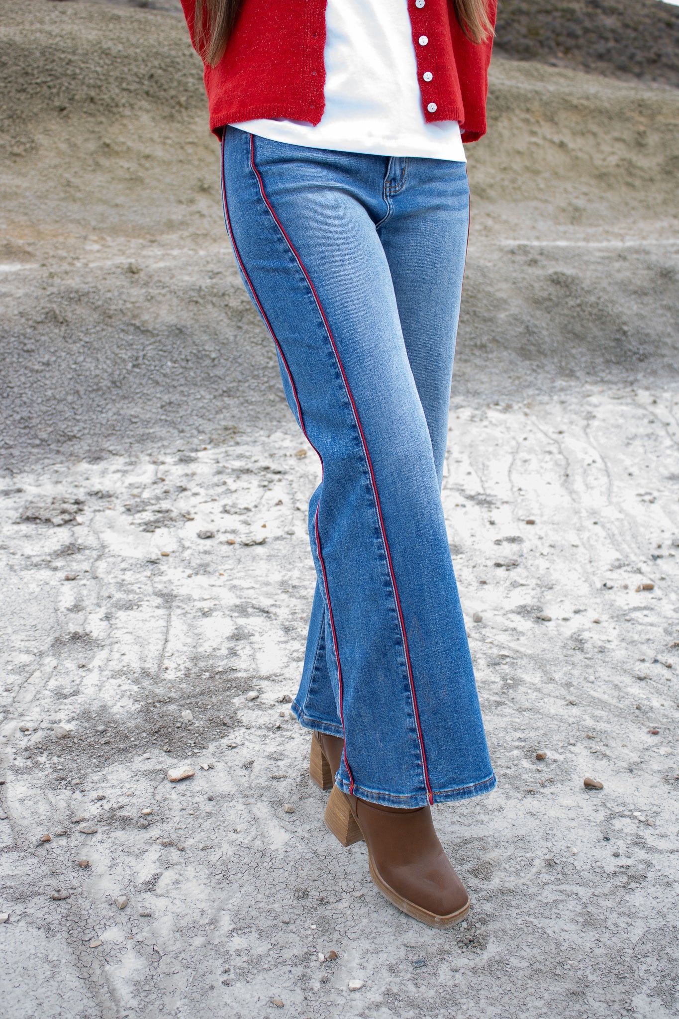 Mesa Side Piping Wide Leg Crop Jeans