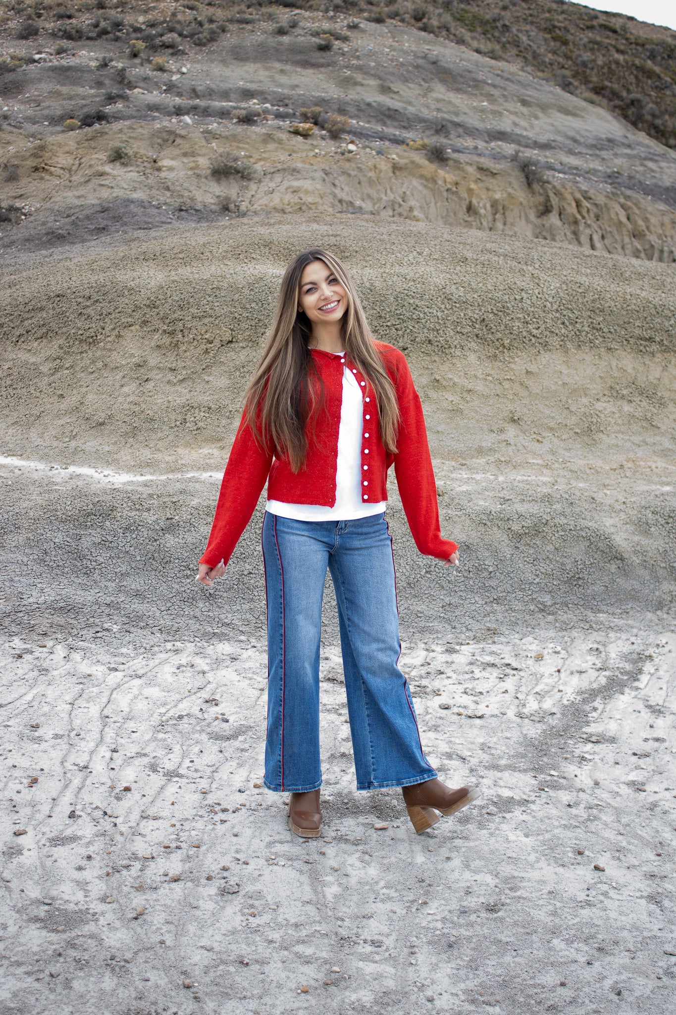 Mesa Side Piping Wide Leg Crop Jeans