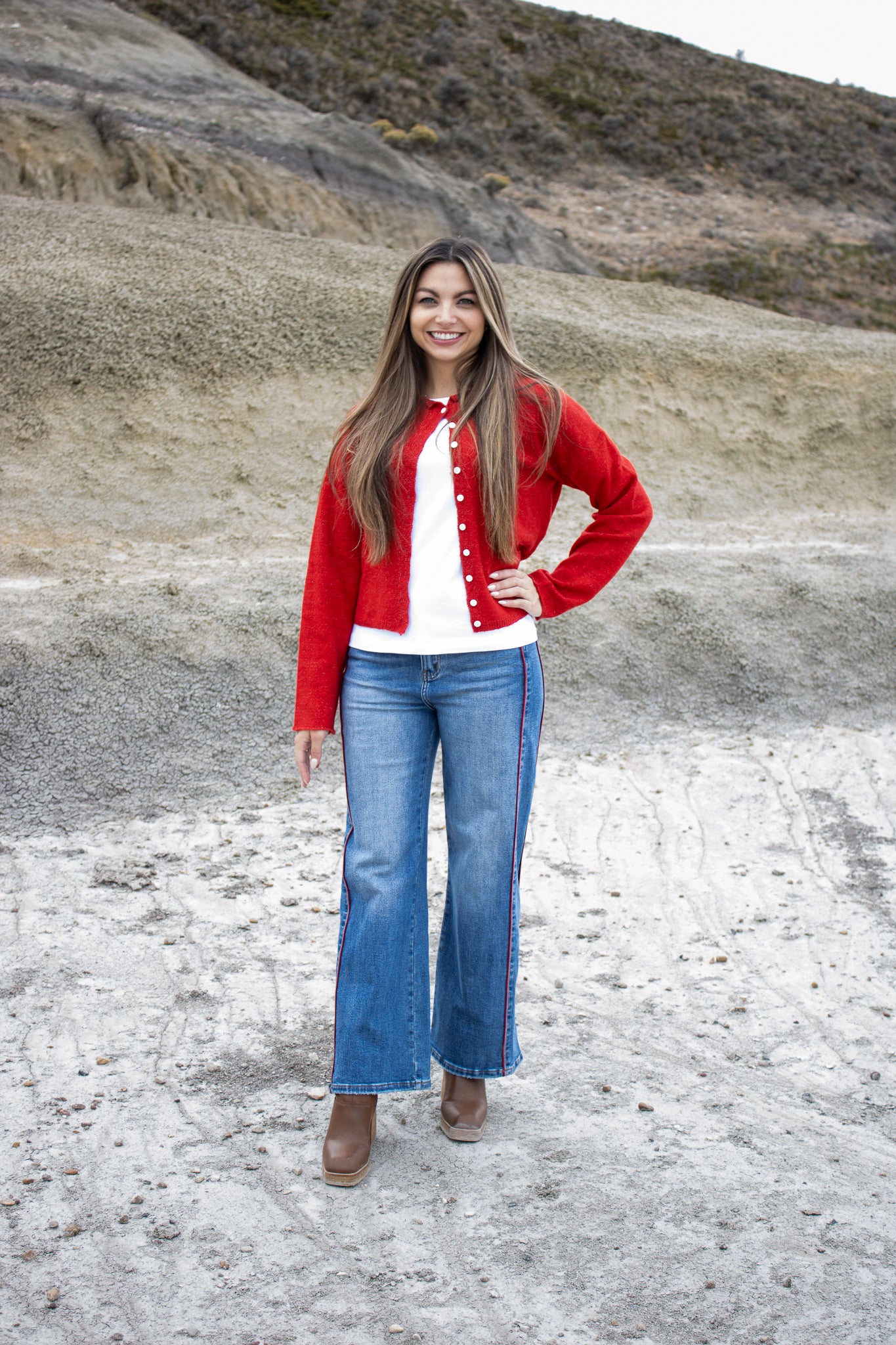 Mesa Side Piping Wide Leg Crop Jeans
