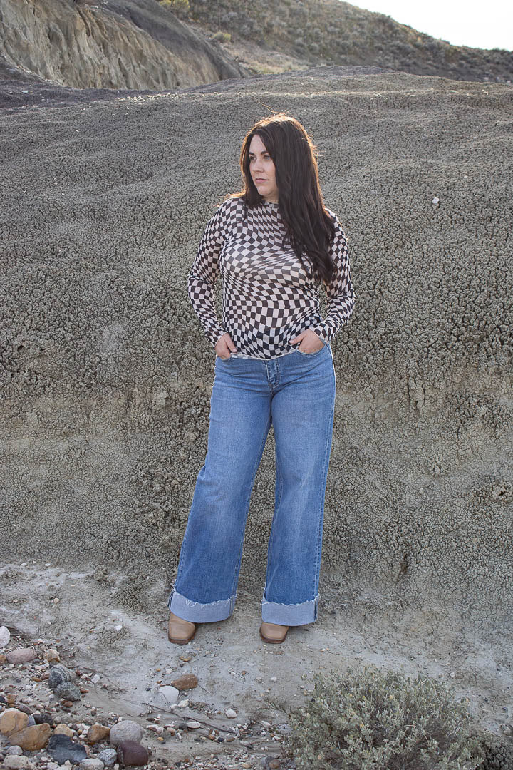 Austin Checkerboard Printed Top