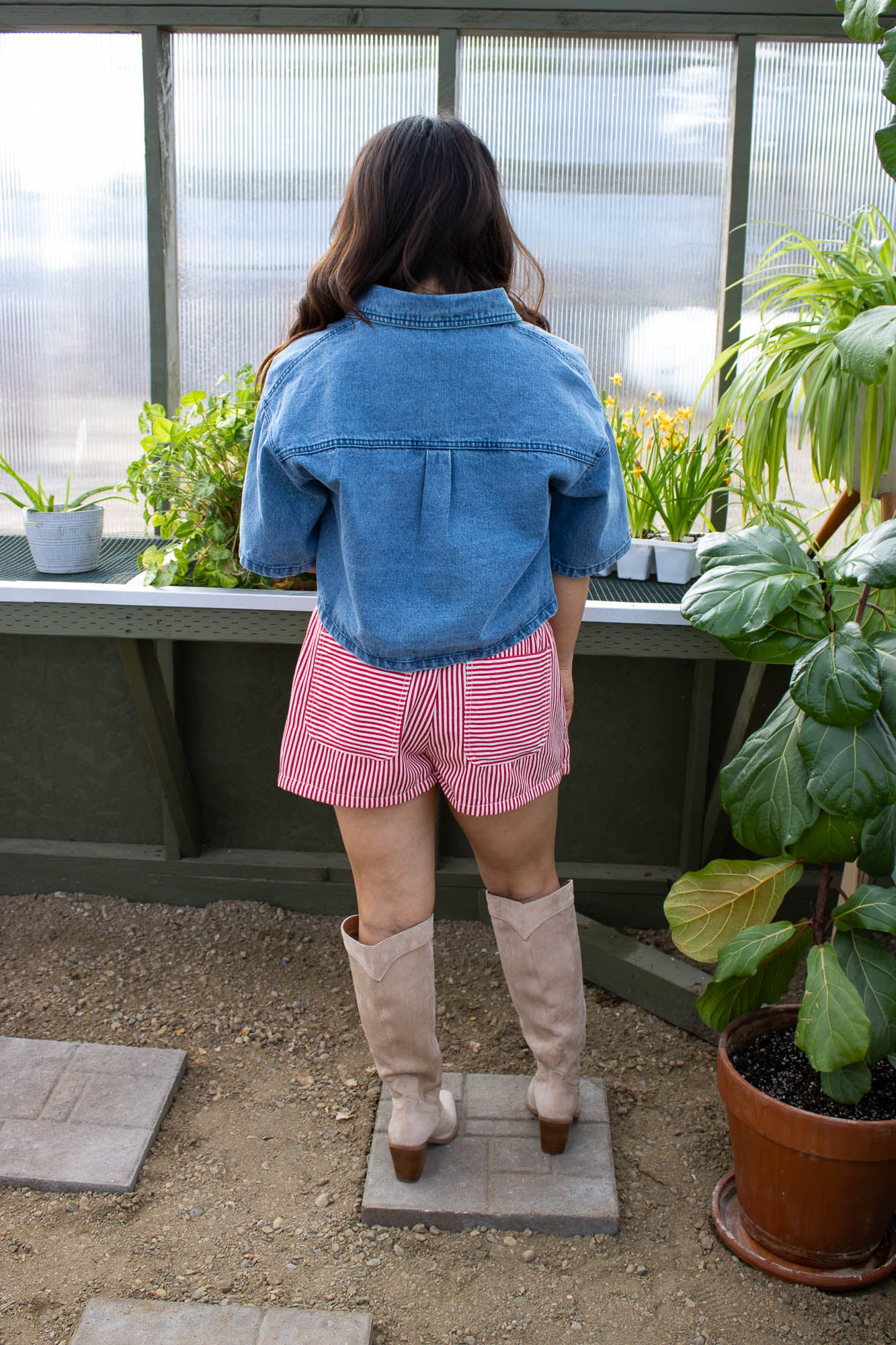 Charlotte Button Front Cropped Denim Jacket