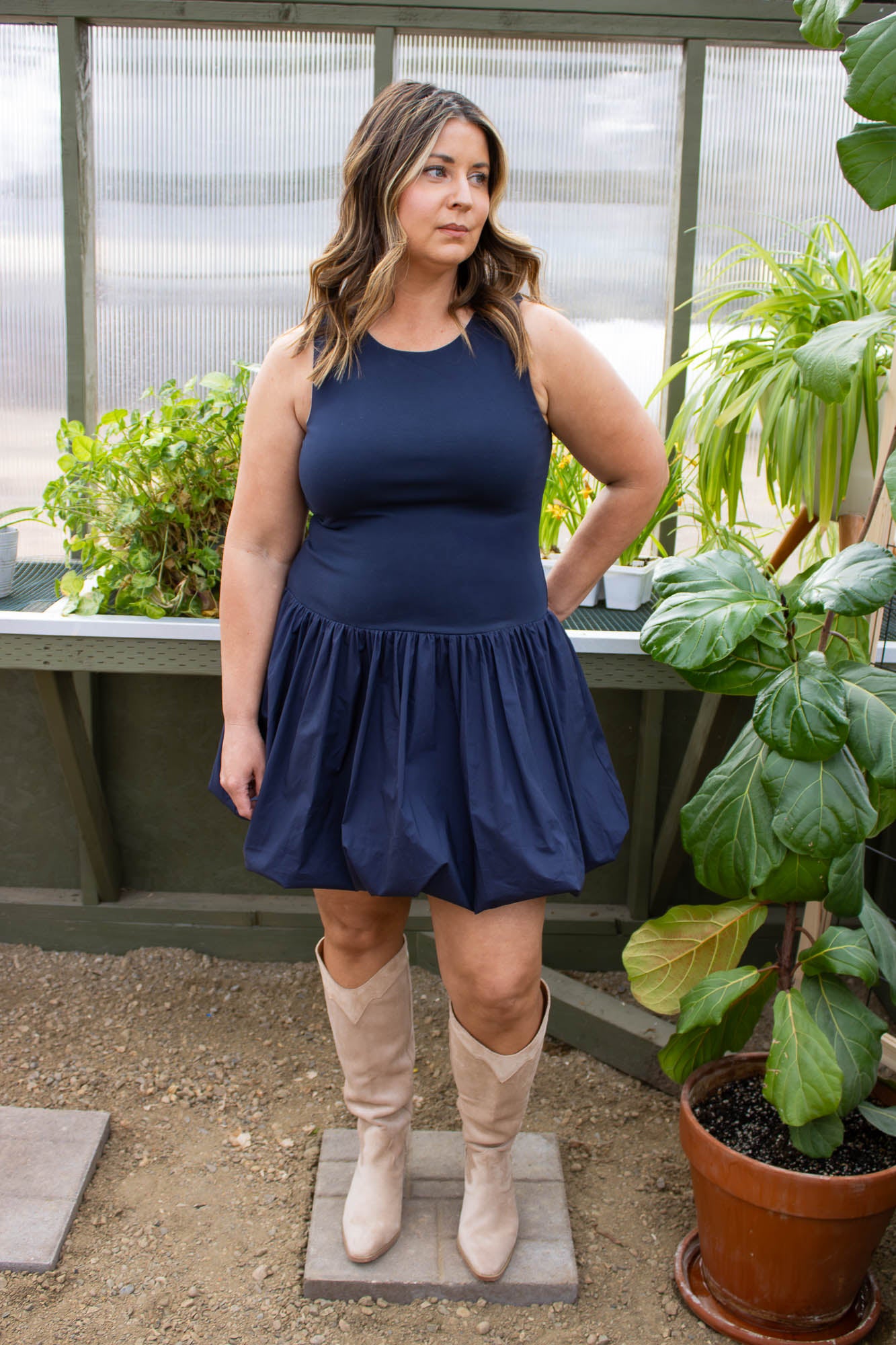 Jana Balloon Hem Dress