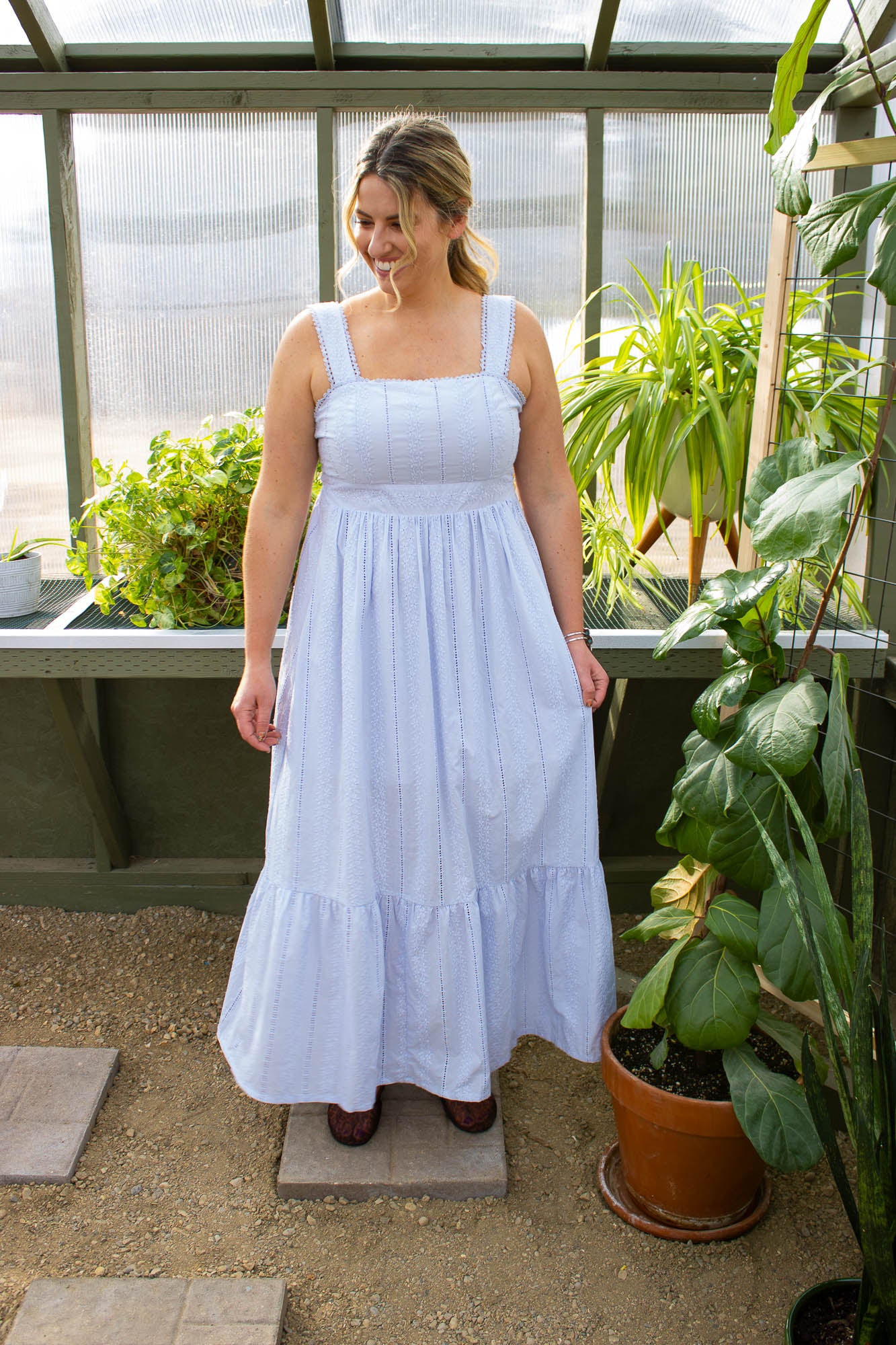Eilana Eyelet & Lace Maxi Dress