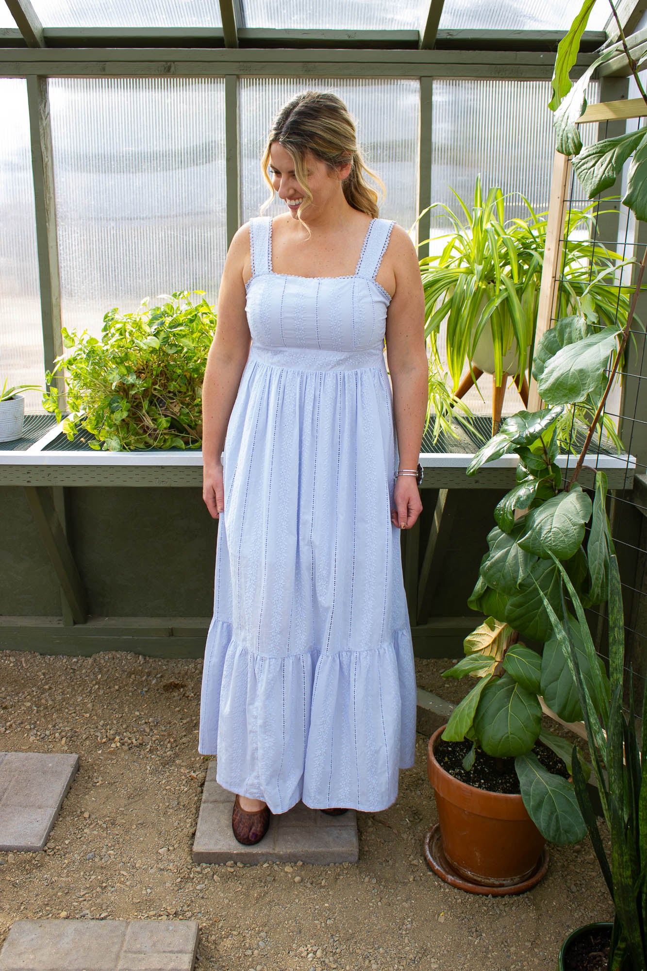 Eilana Eyelet & Lace Maxi Dress