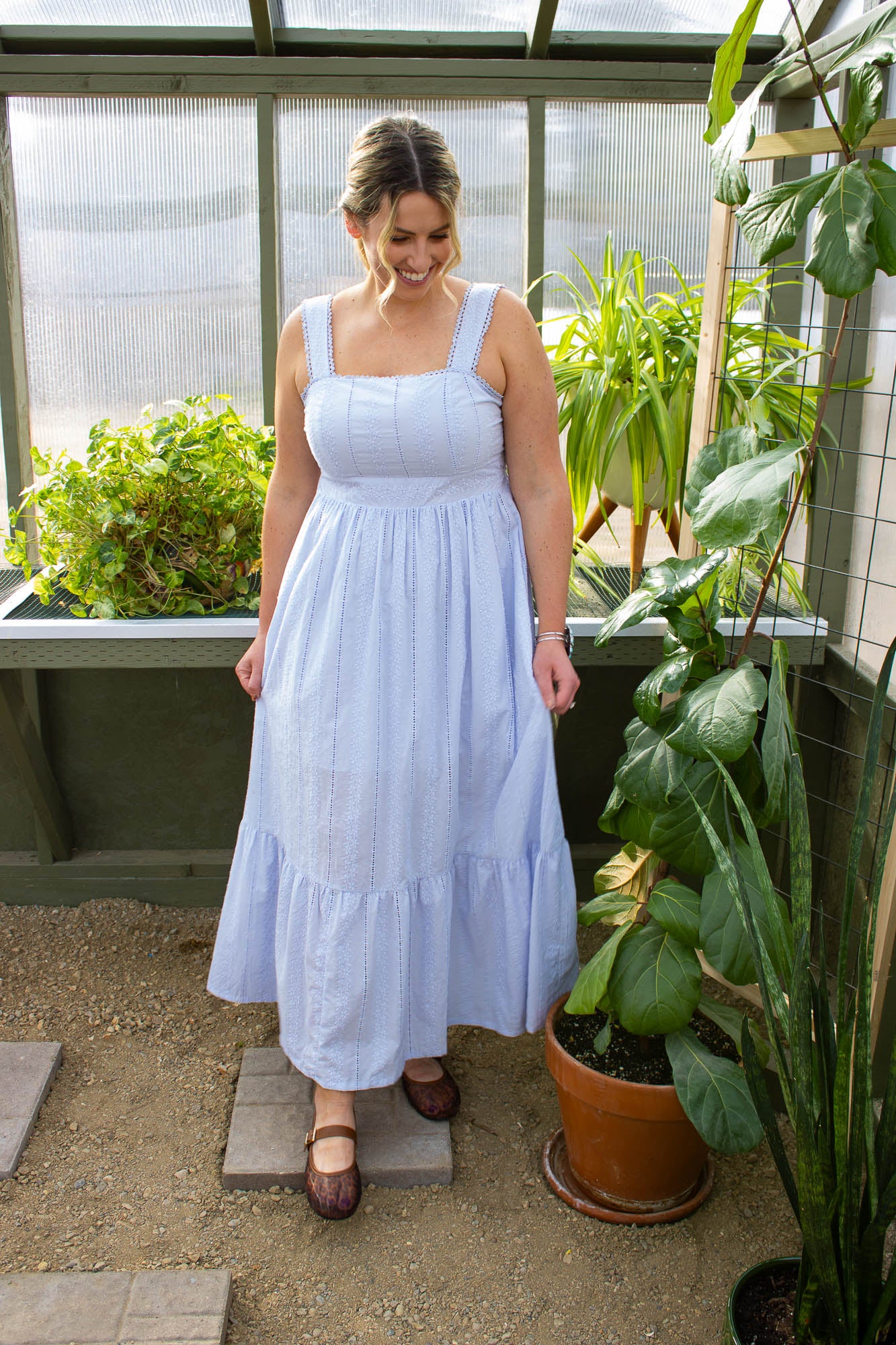 Eilana Eyelet & Lace Maxi Dress
