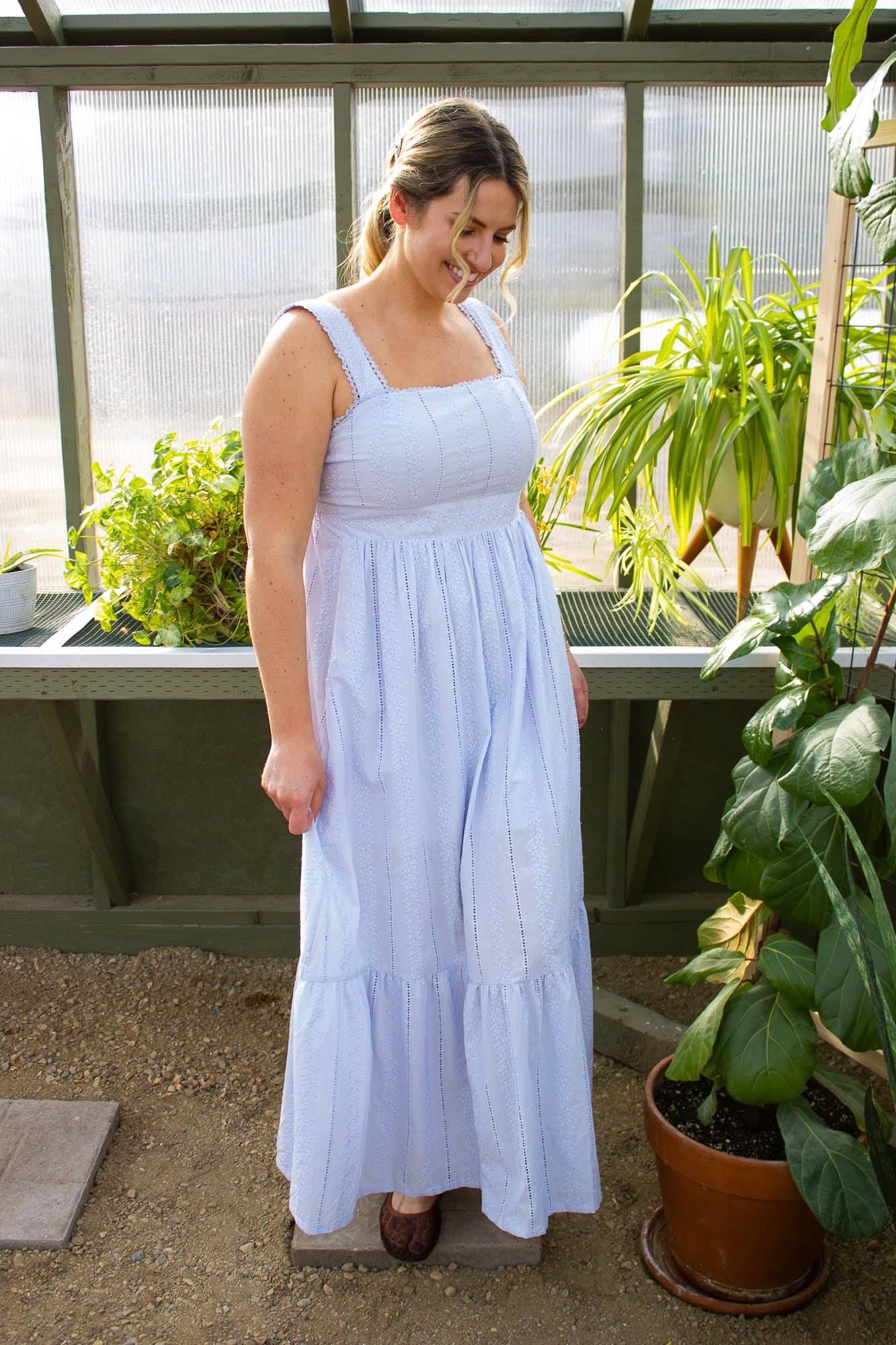 Eilana Eyelet & Lace Maxi Dress