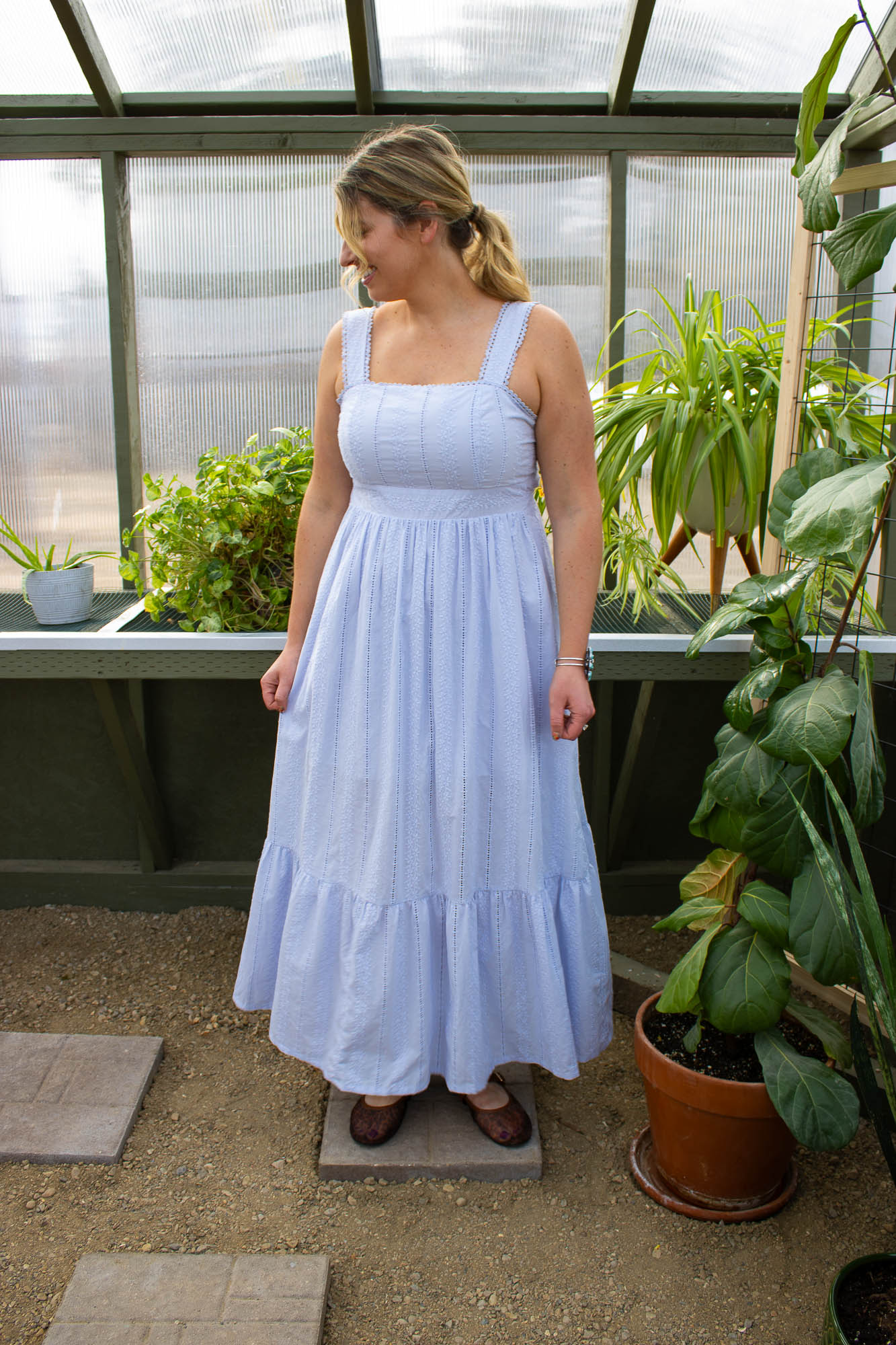 Eilana Eyelet & Lace Maxi Dress