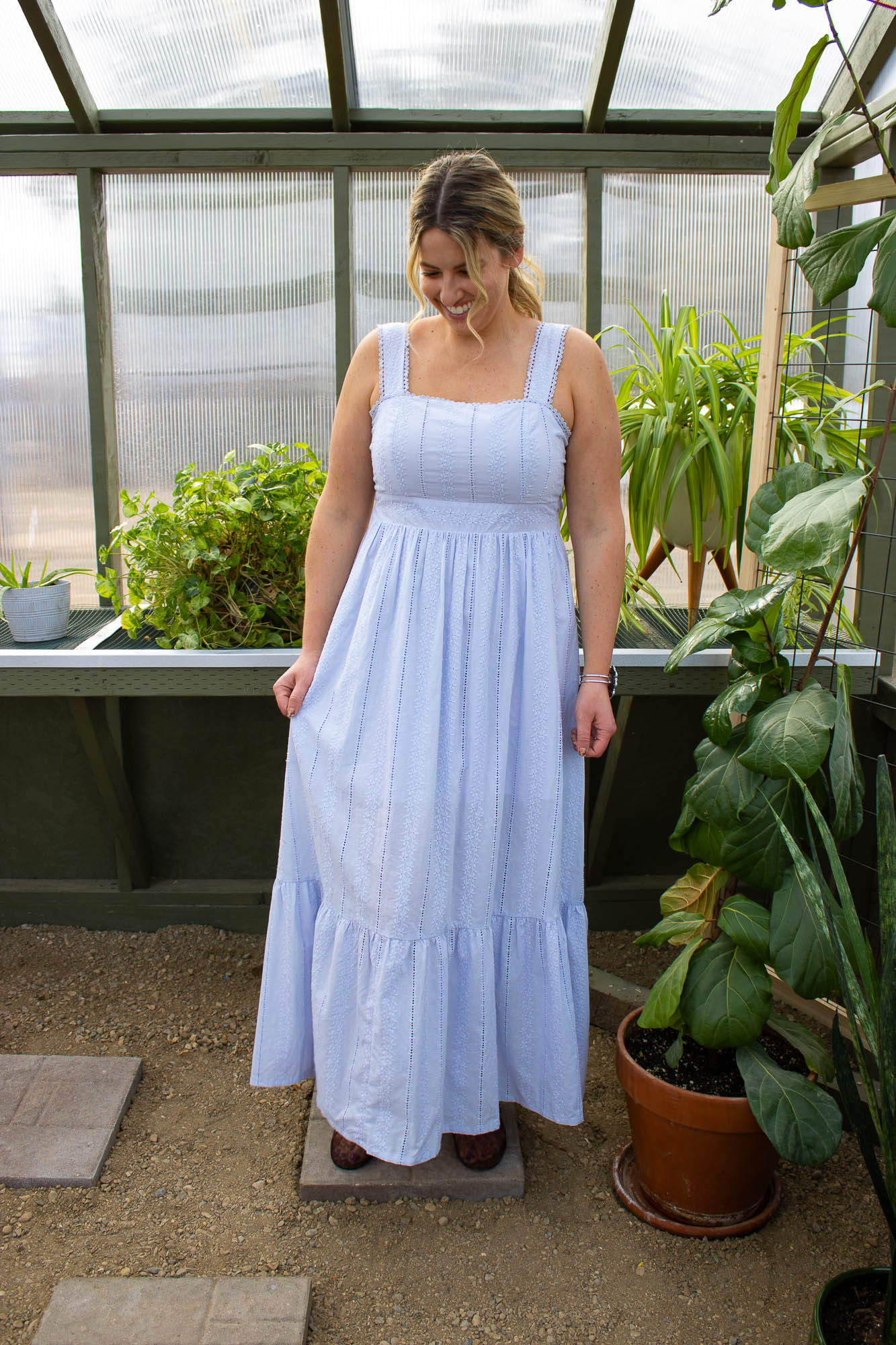 Eilana Eyelet & Lace Maxi Dress