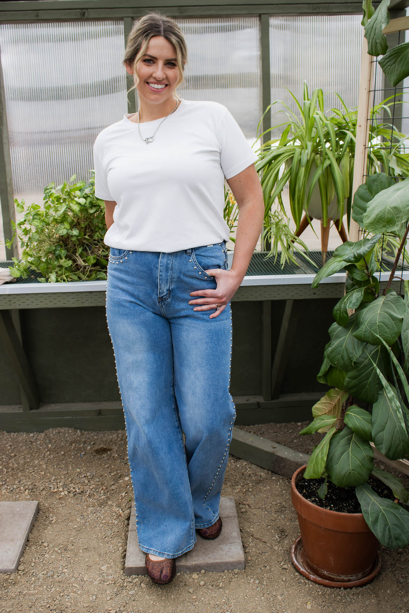Fort Worth Studded Wide Leg Jeans