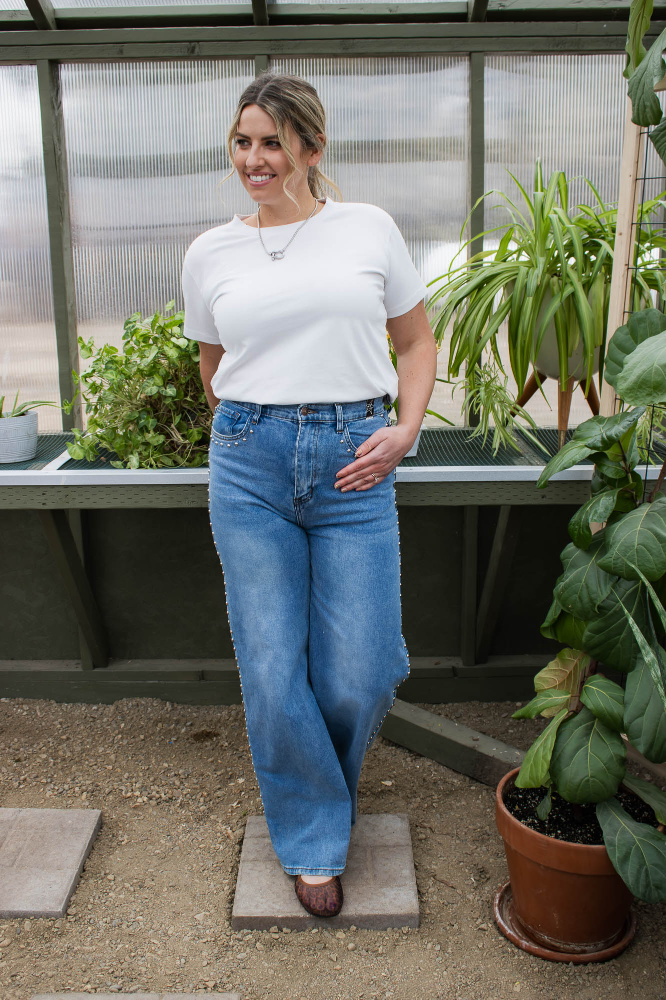 Fort Worth Studded Wide Leg Jeans
