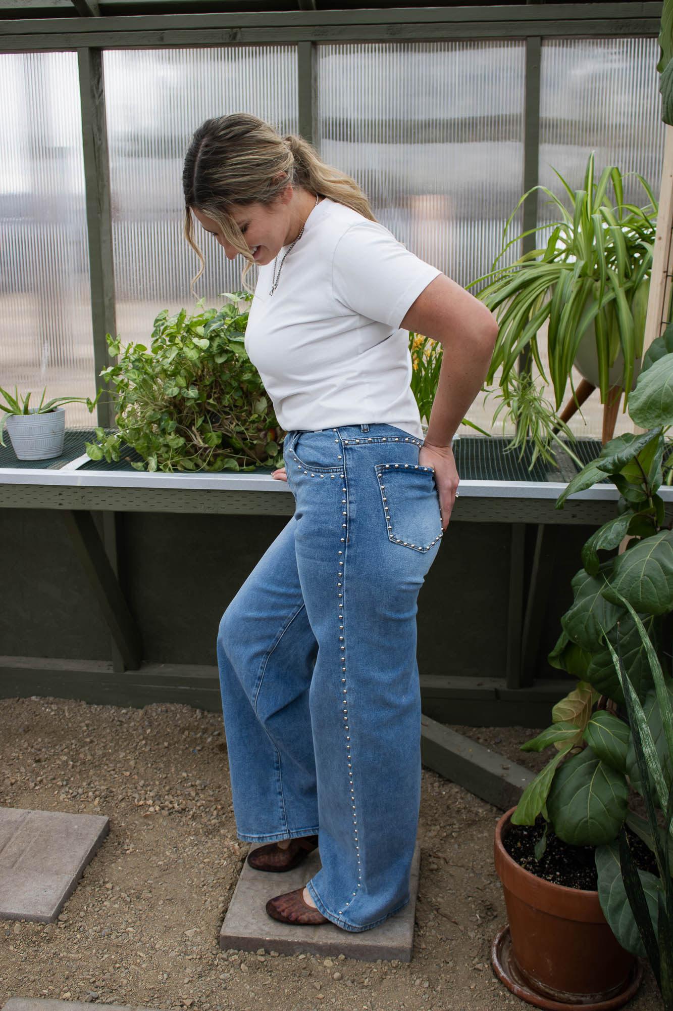 Fort Worth Studded Wide Leg Jeans