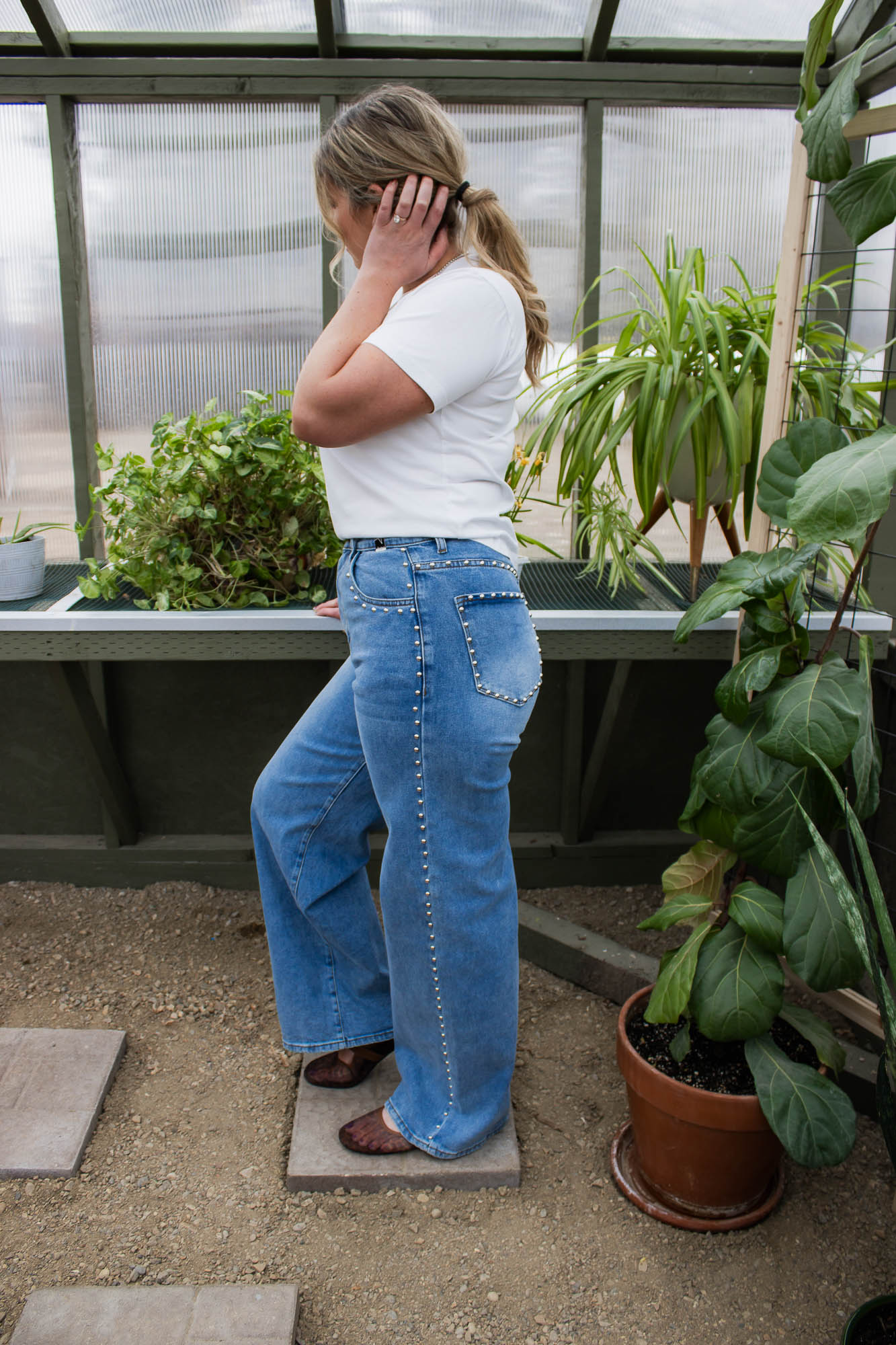 Fort Worth Studded Wide Leg Jeans