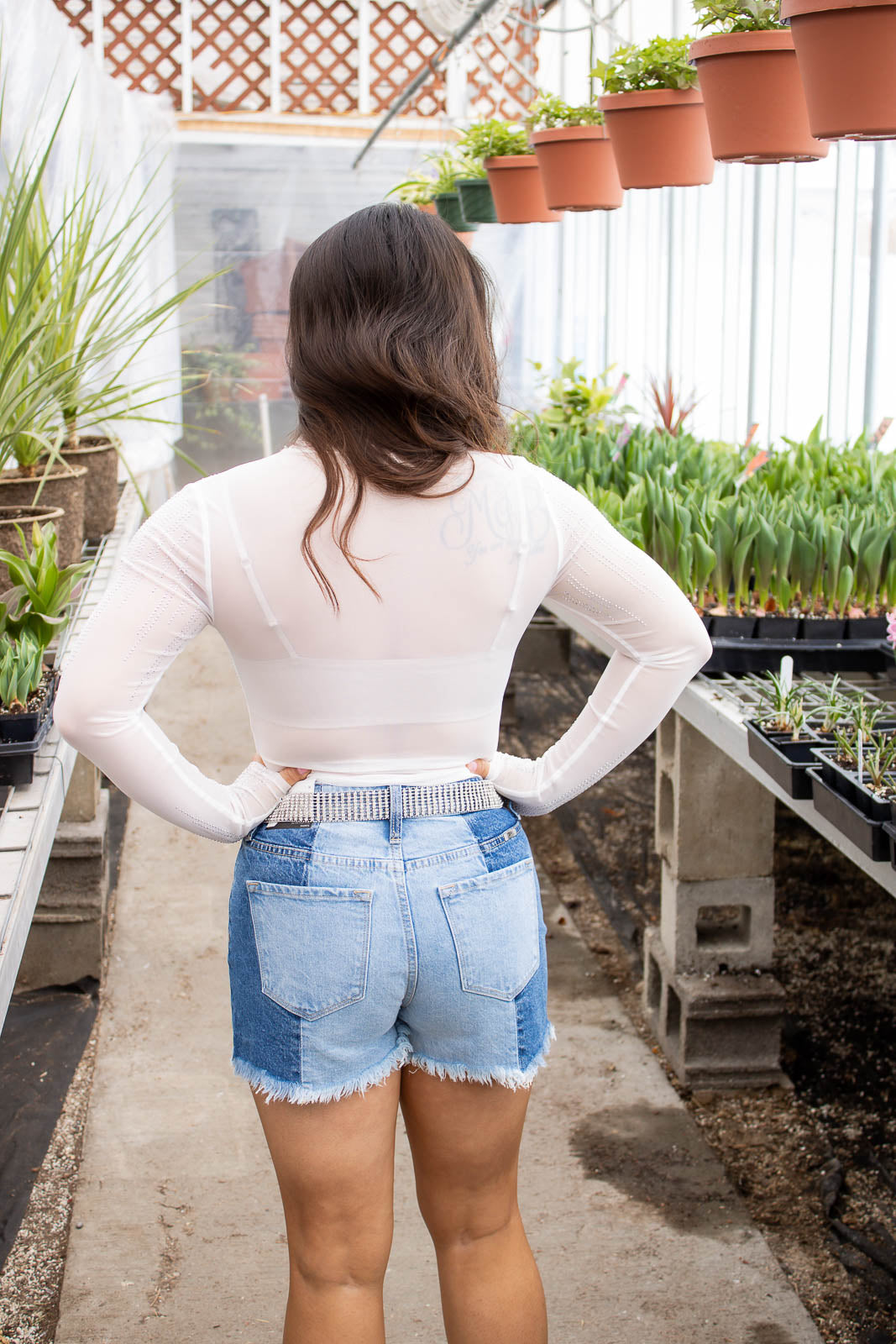 Phoebe Rhinestone Bodysuit-White