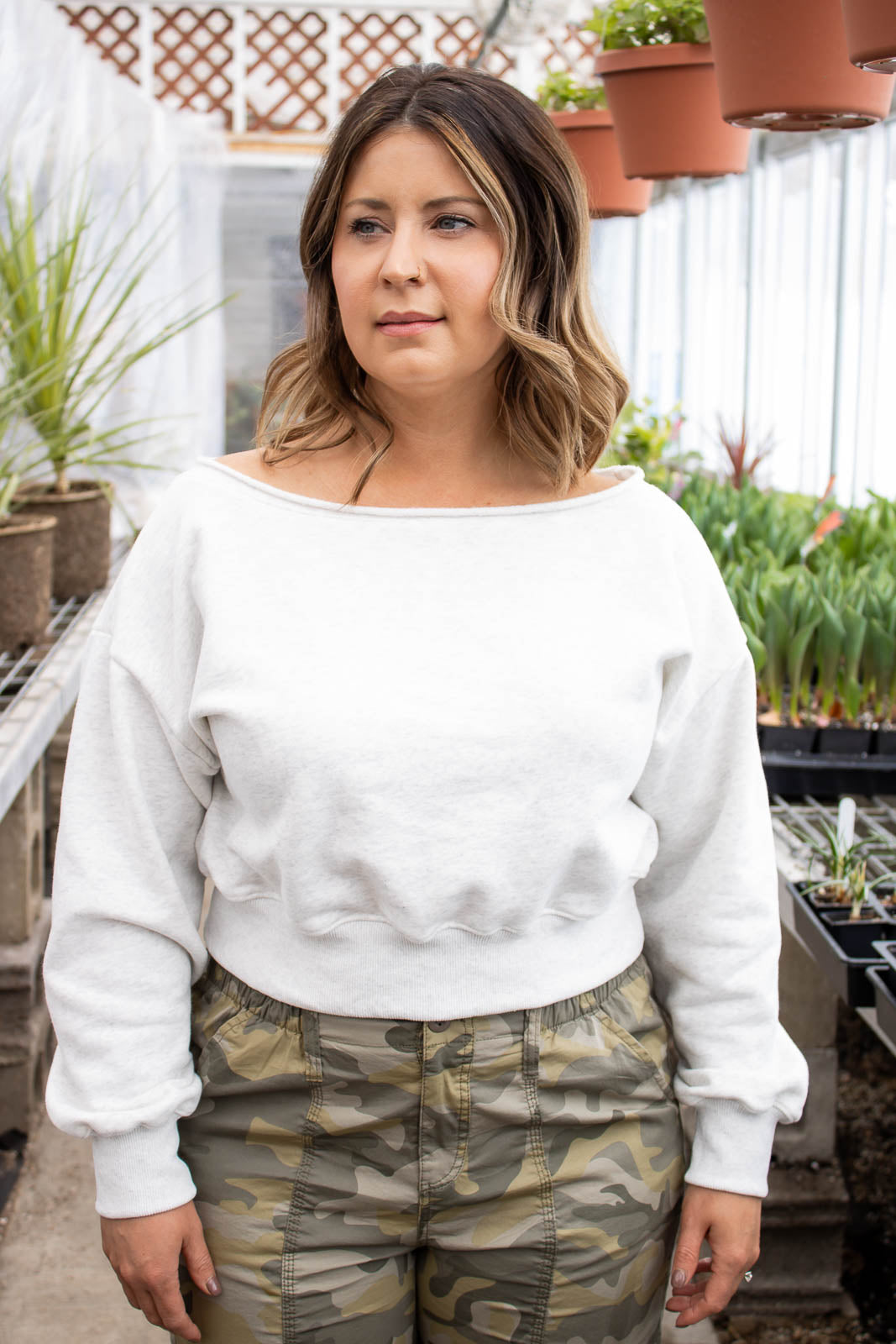 Alina Off Shoulder Cropped Sweatshirt