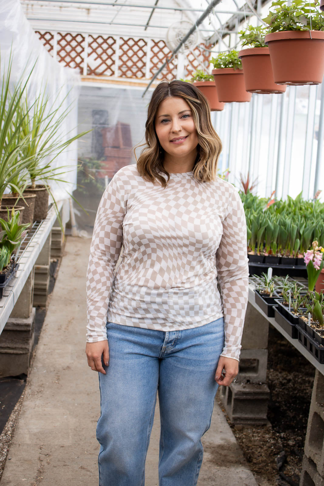 Austin Checkerboard Printed Top