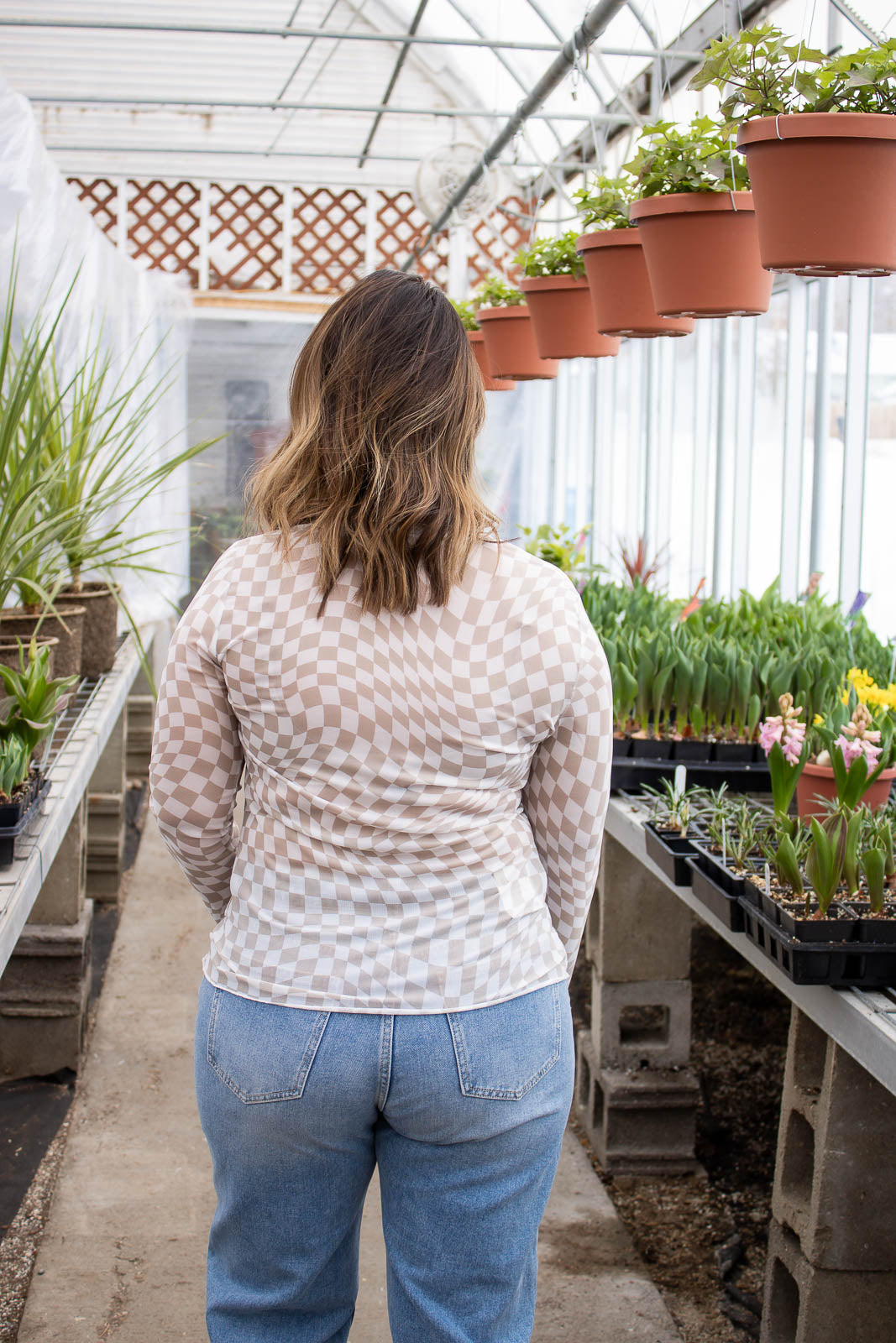 Austin Checkerboard Printed Top