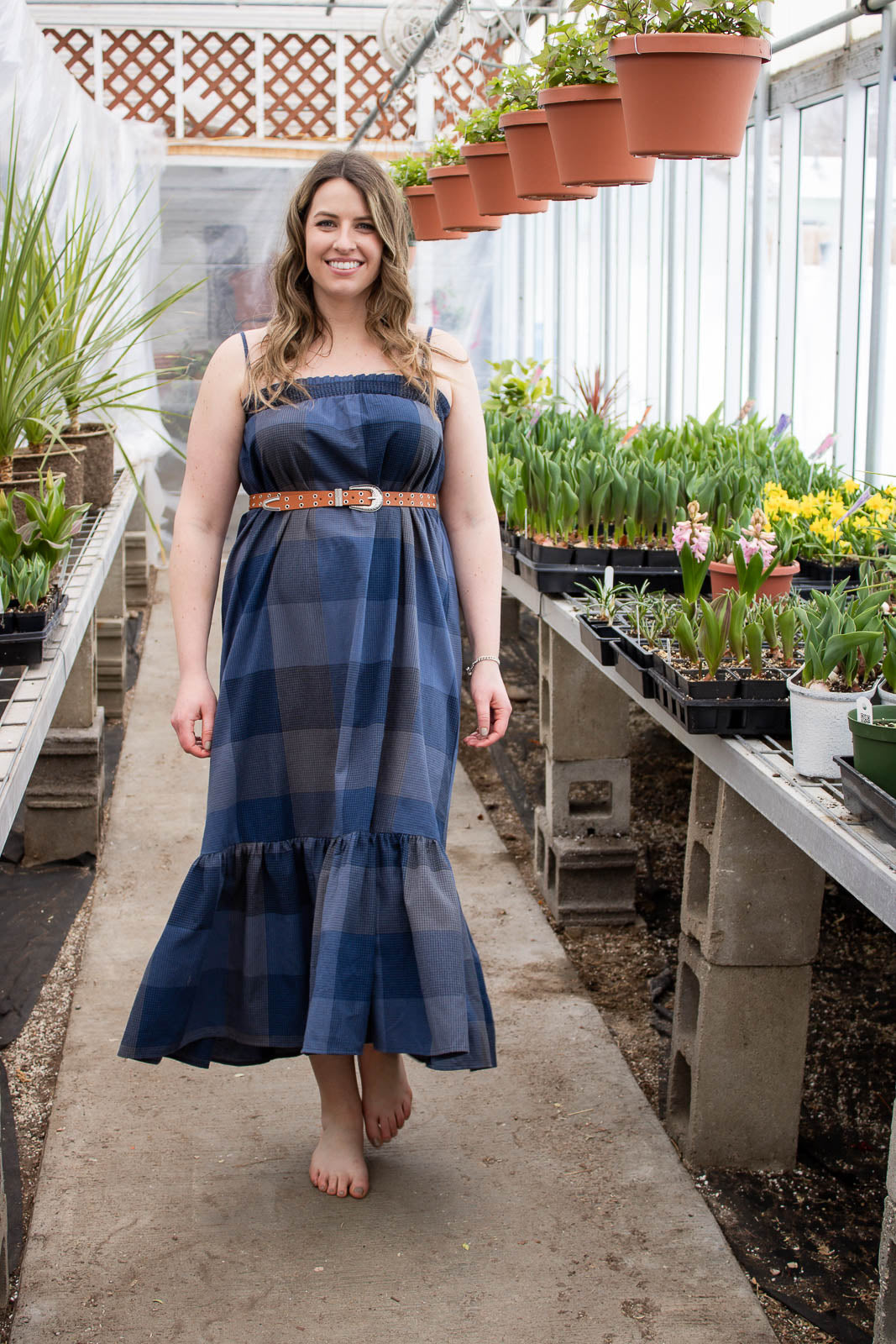 Hollis Blue Boho Midi Dress