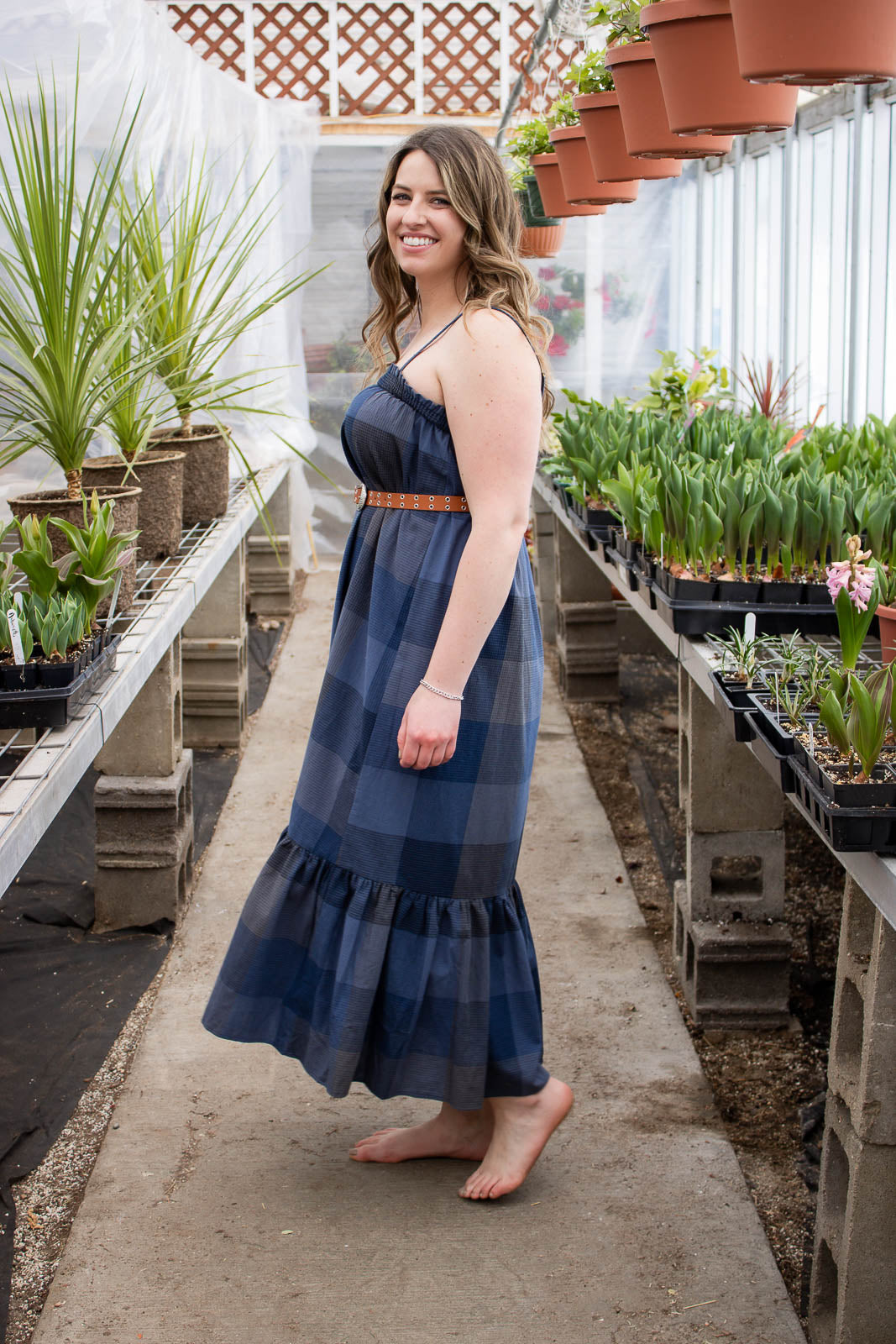 Hollis Blue Boho Midi Dress