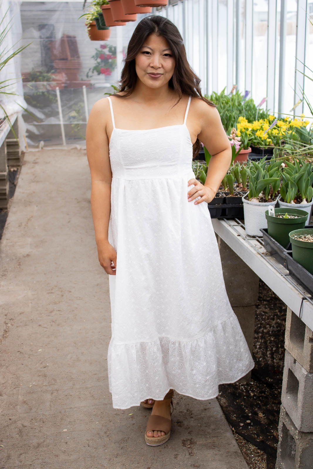 Lena Eyelet Midi Dress