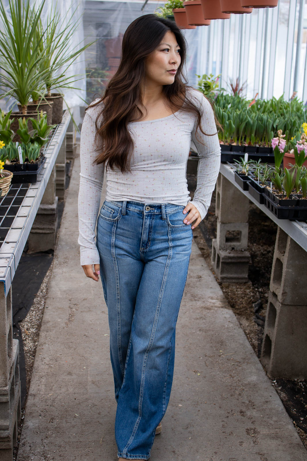 Misty Floral Print Top