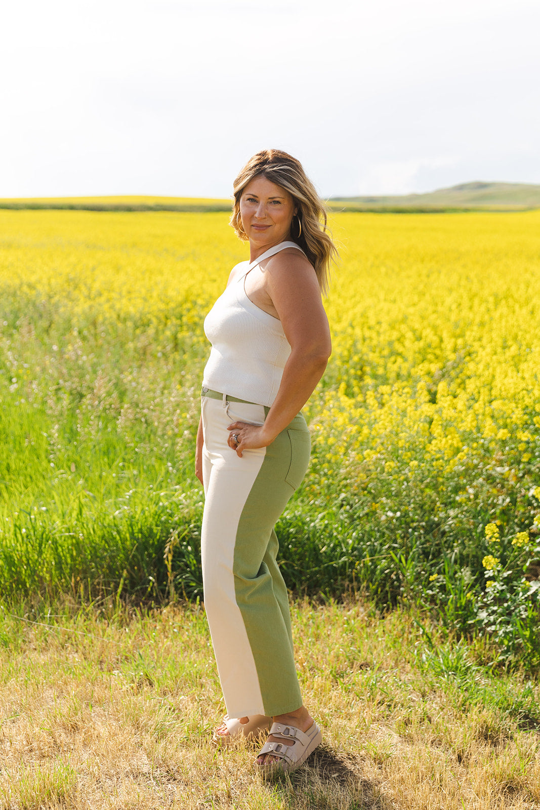 Sybil Color Block Cotton Pants