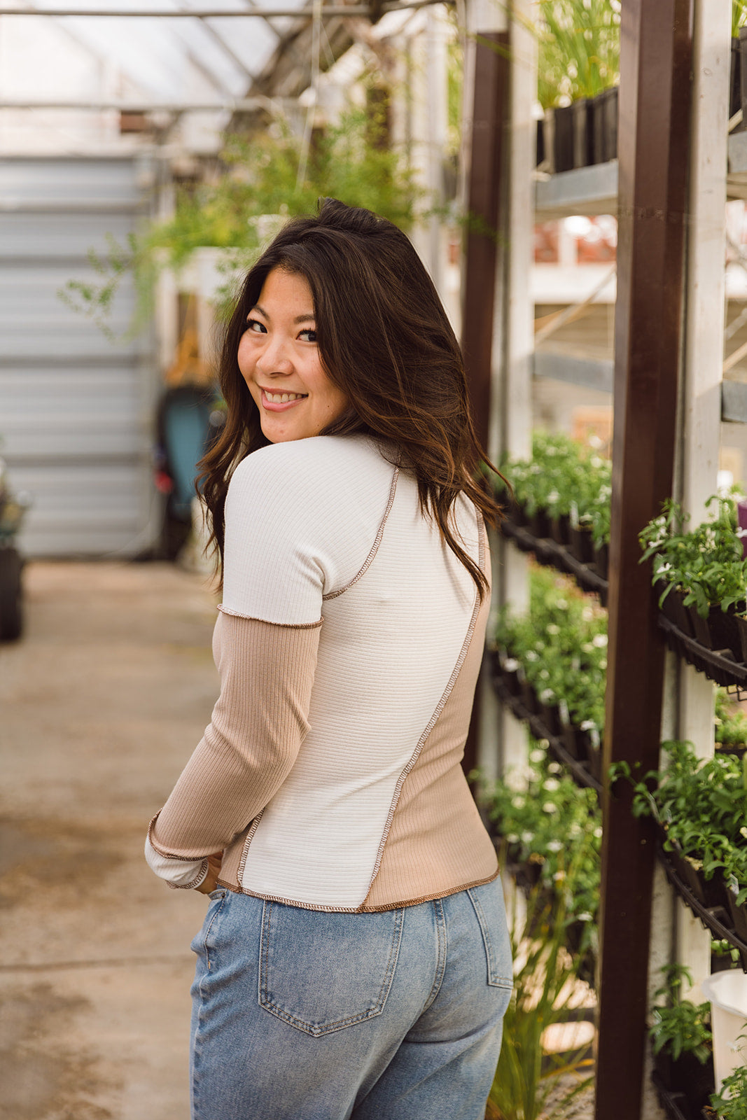 Shay Colorblock Seam Detail Long Sleeve