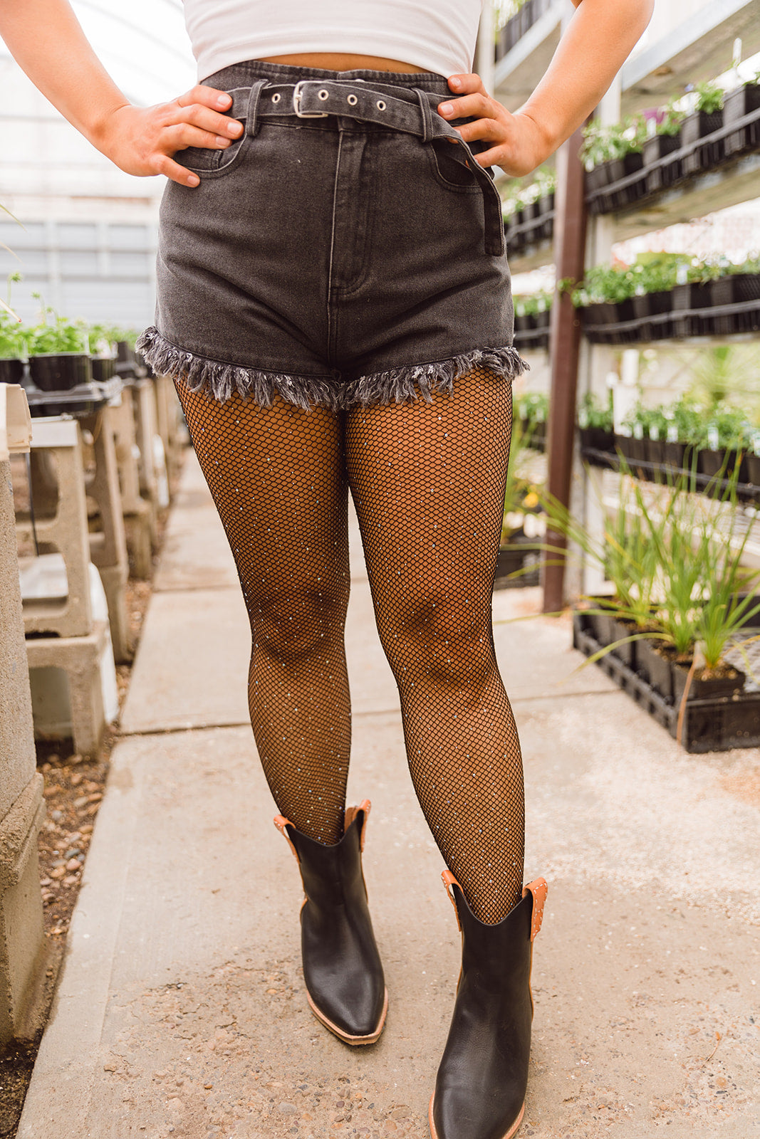 Fawn Rhinestone Fishnet Stockings