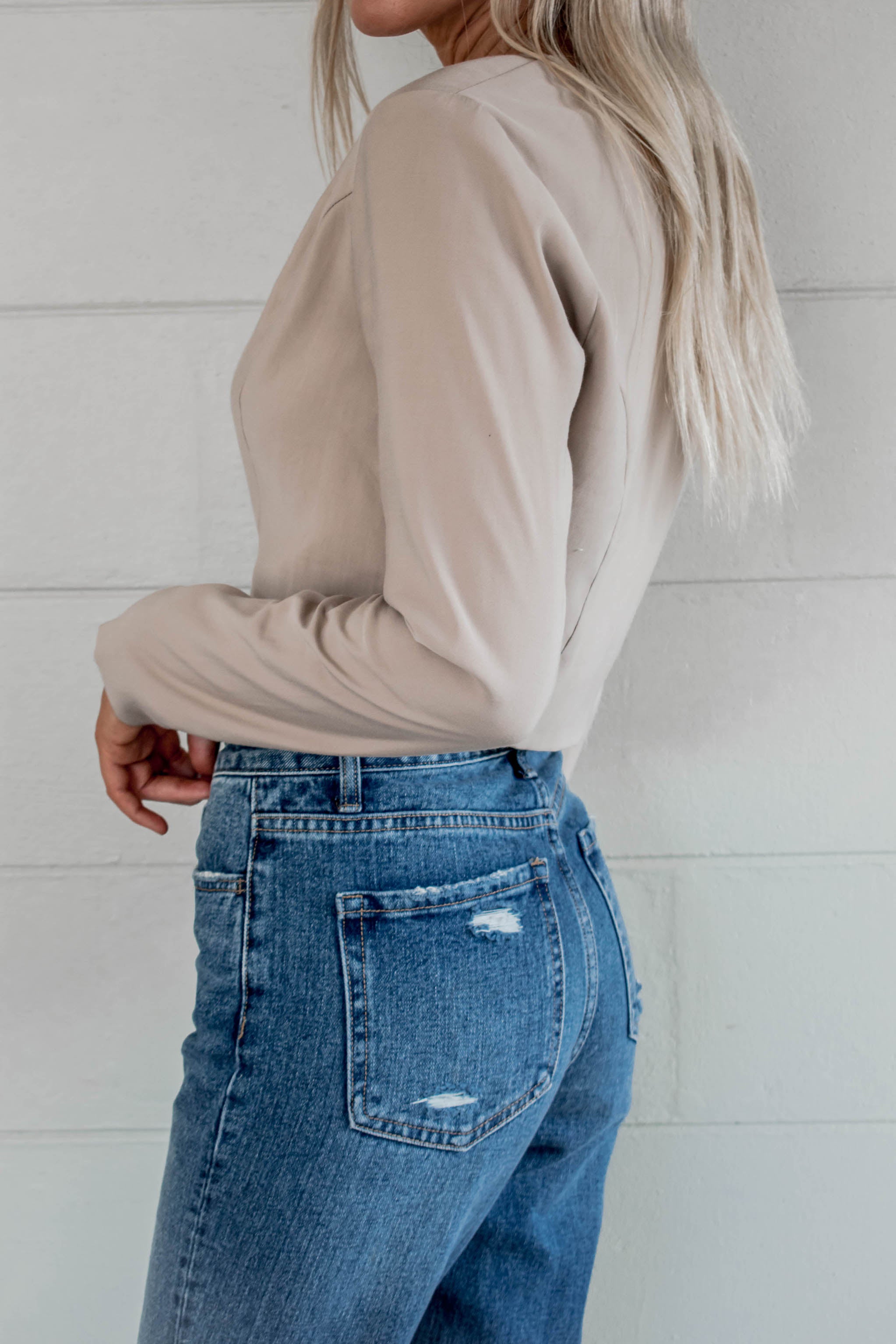 Blake Cropped Long Sleeve Button Top