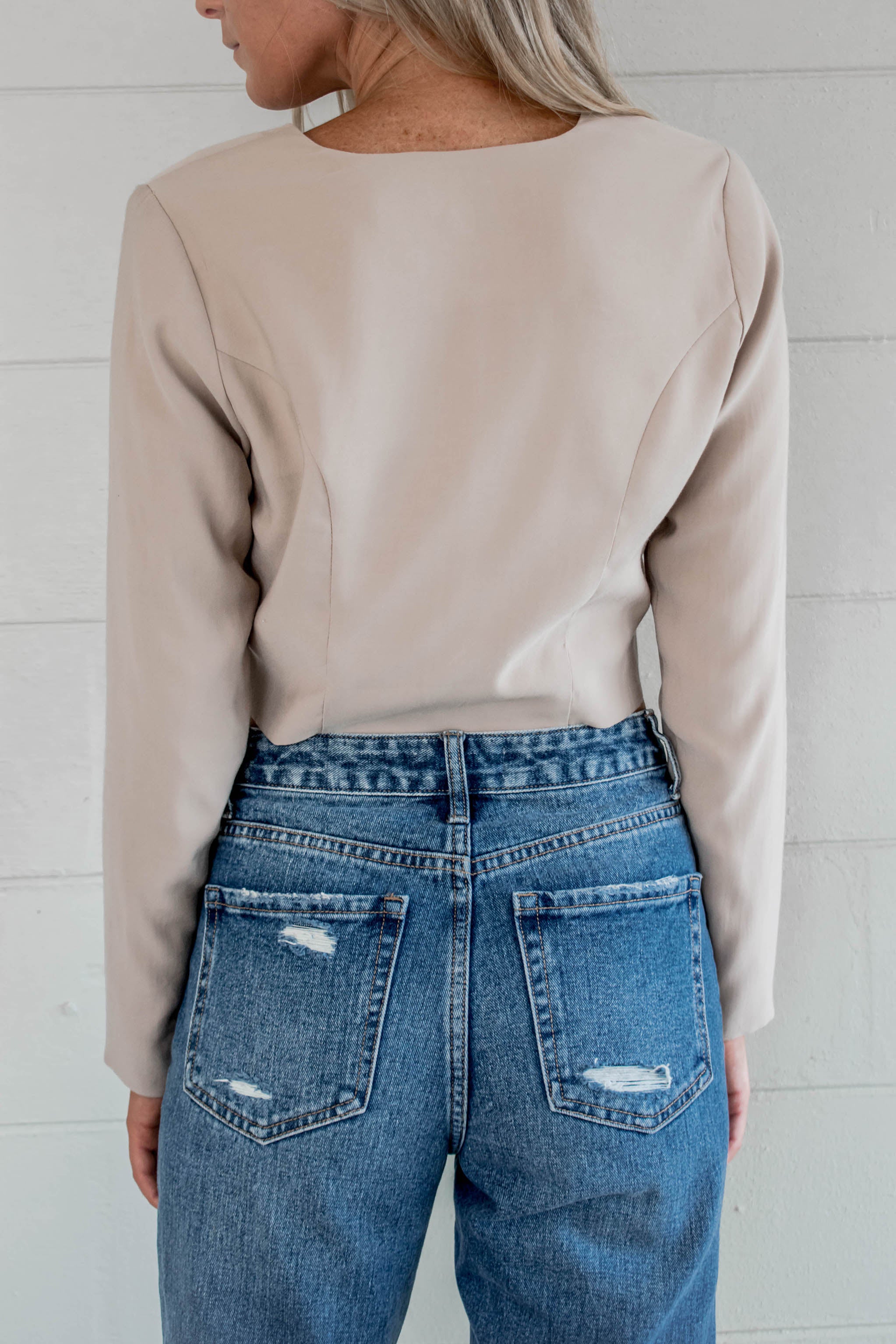 Blake Cropped Long Sleeve Button Top