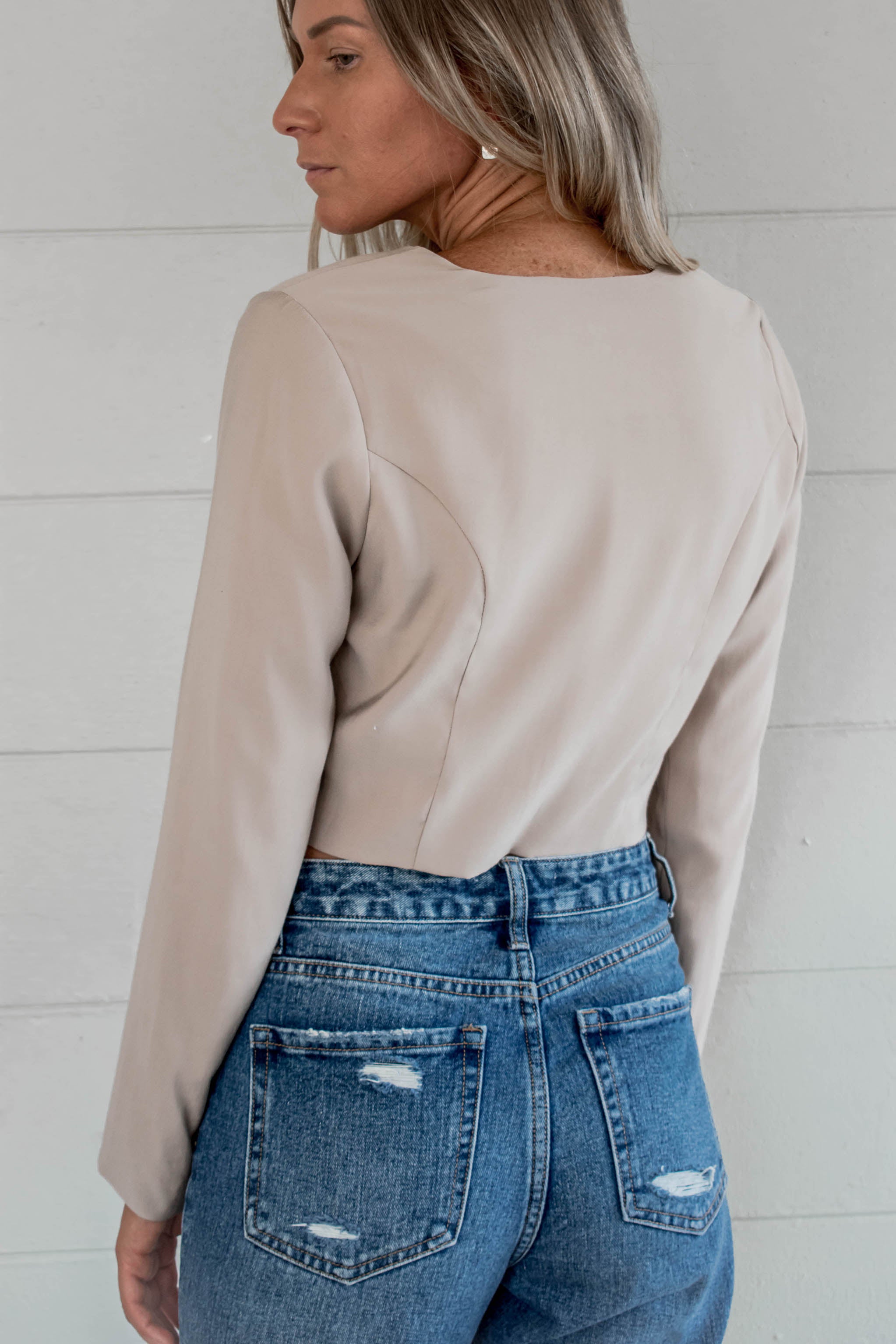 Blake Cropped Long Sleeve Button Top