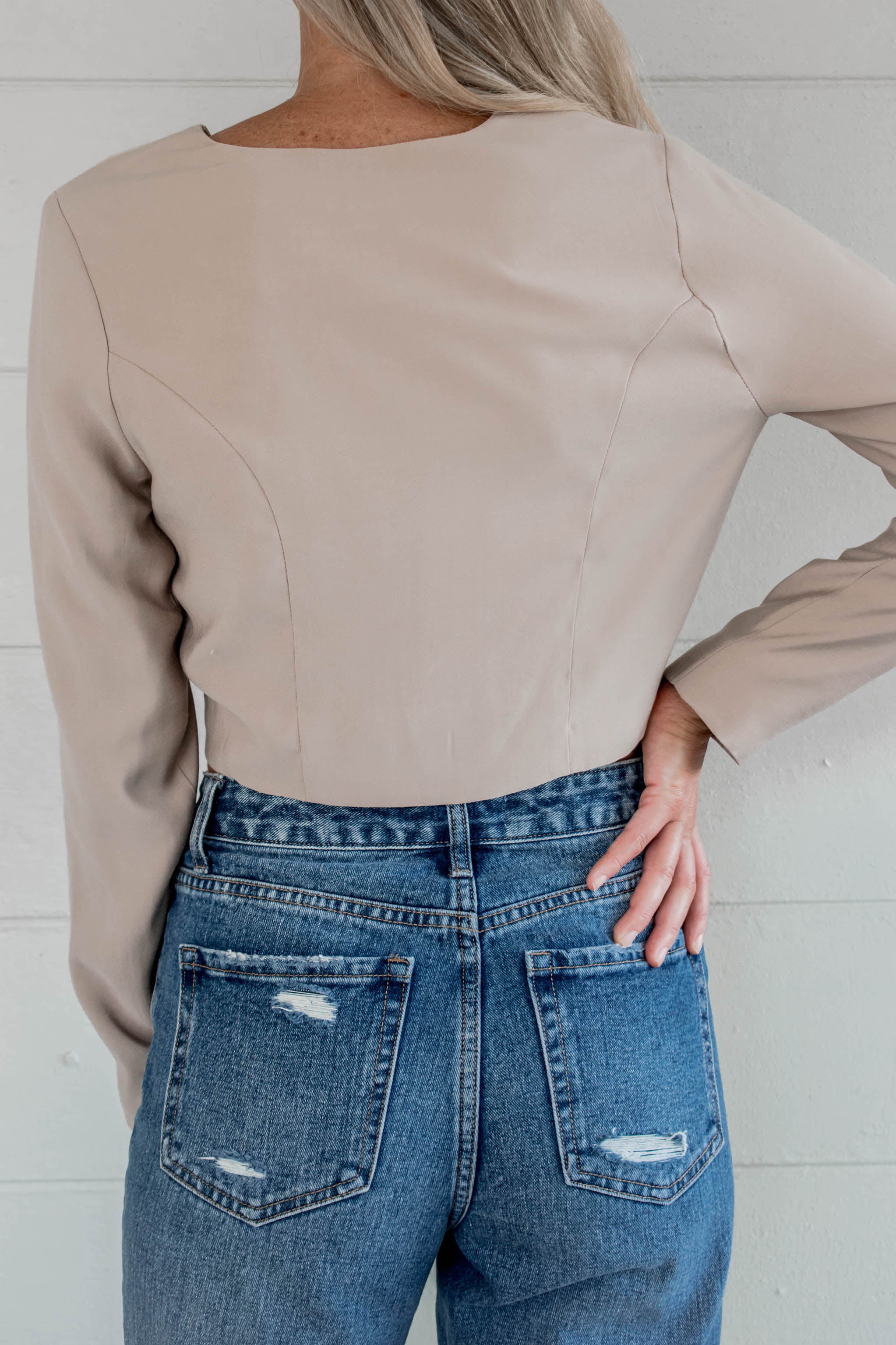 Blake Cropped Long Sleeve Button Top