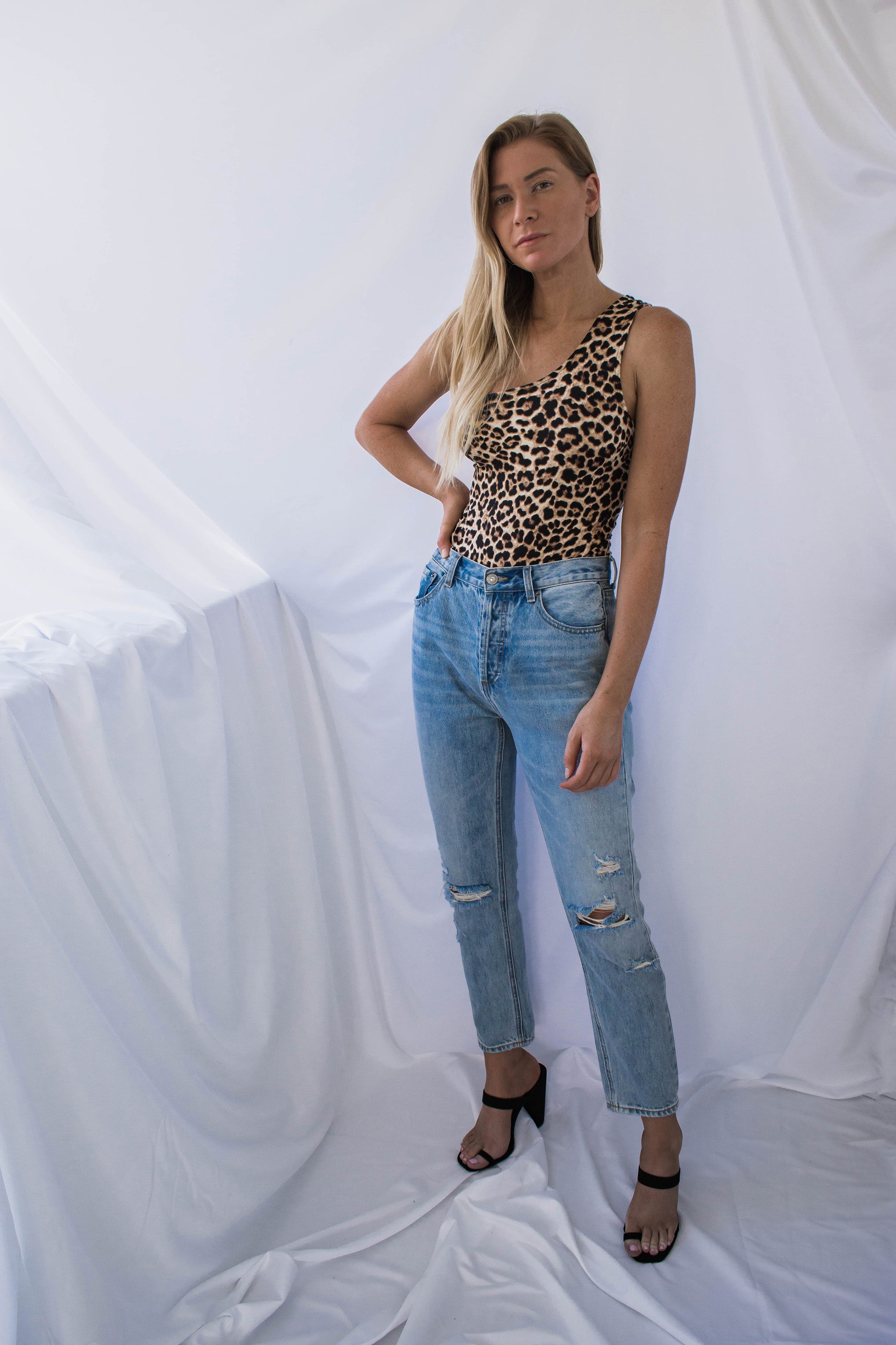 Adrian One Shoulder Leopard Bodysuit