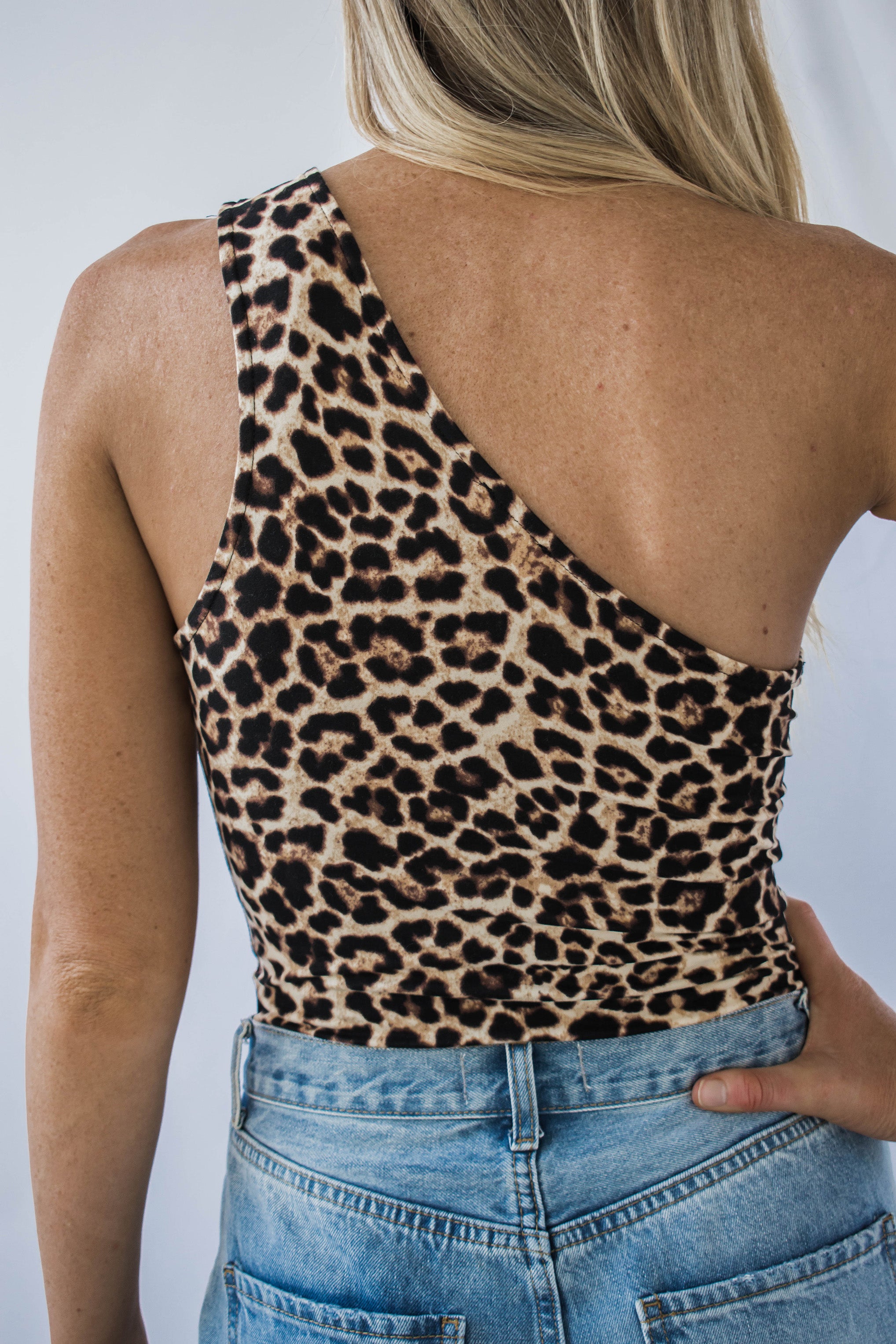 Adrian One Shoulder Leopard Bodysuit
