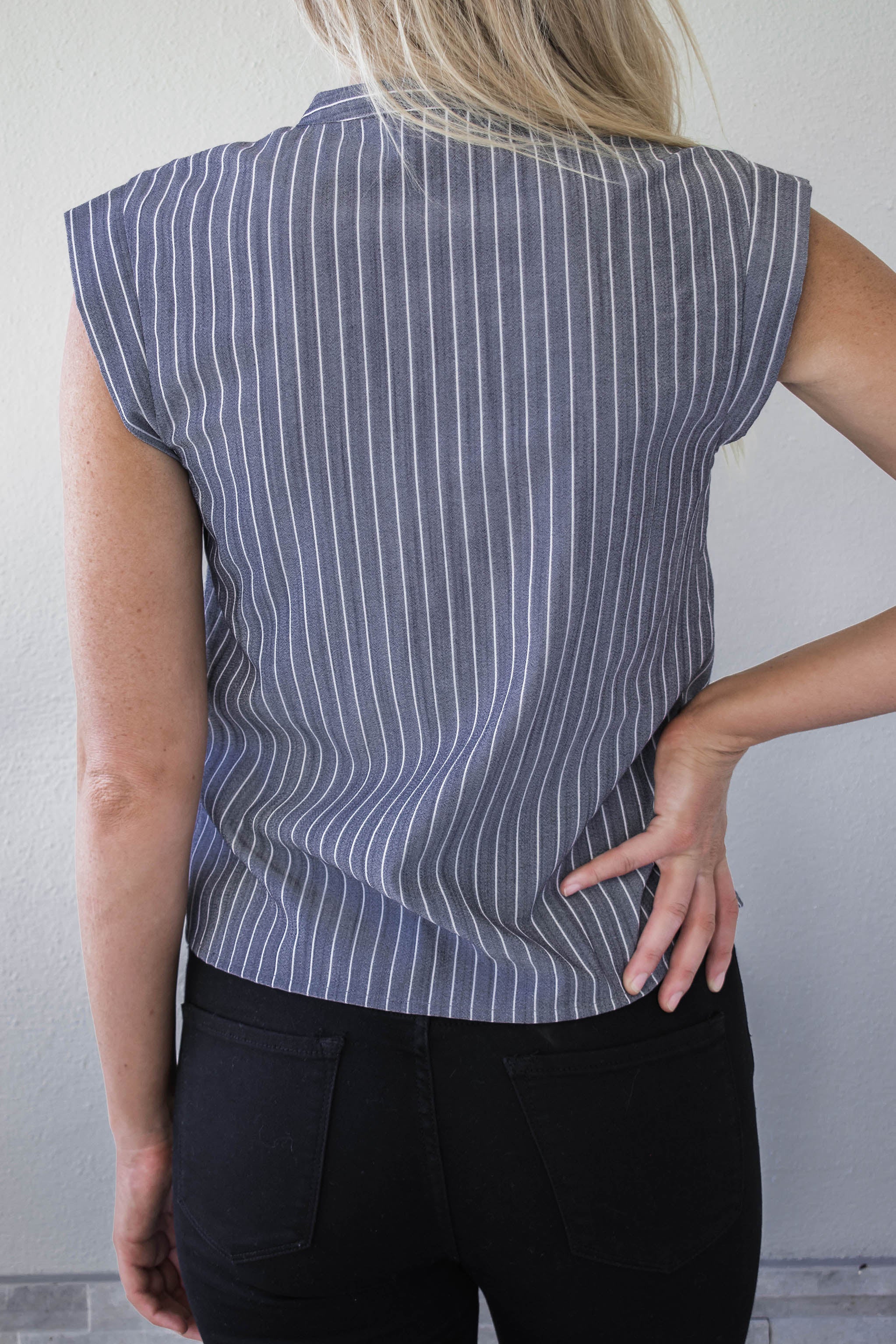 Pierce Asymmetrical Button Down Top