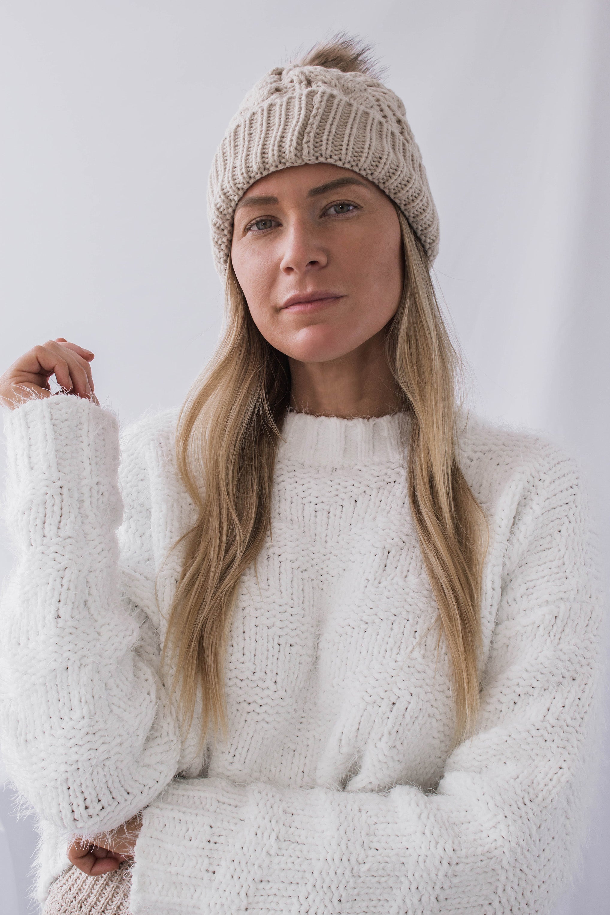 Palmer Cable Knit Beanie - Khaki