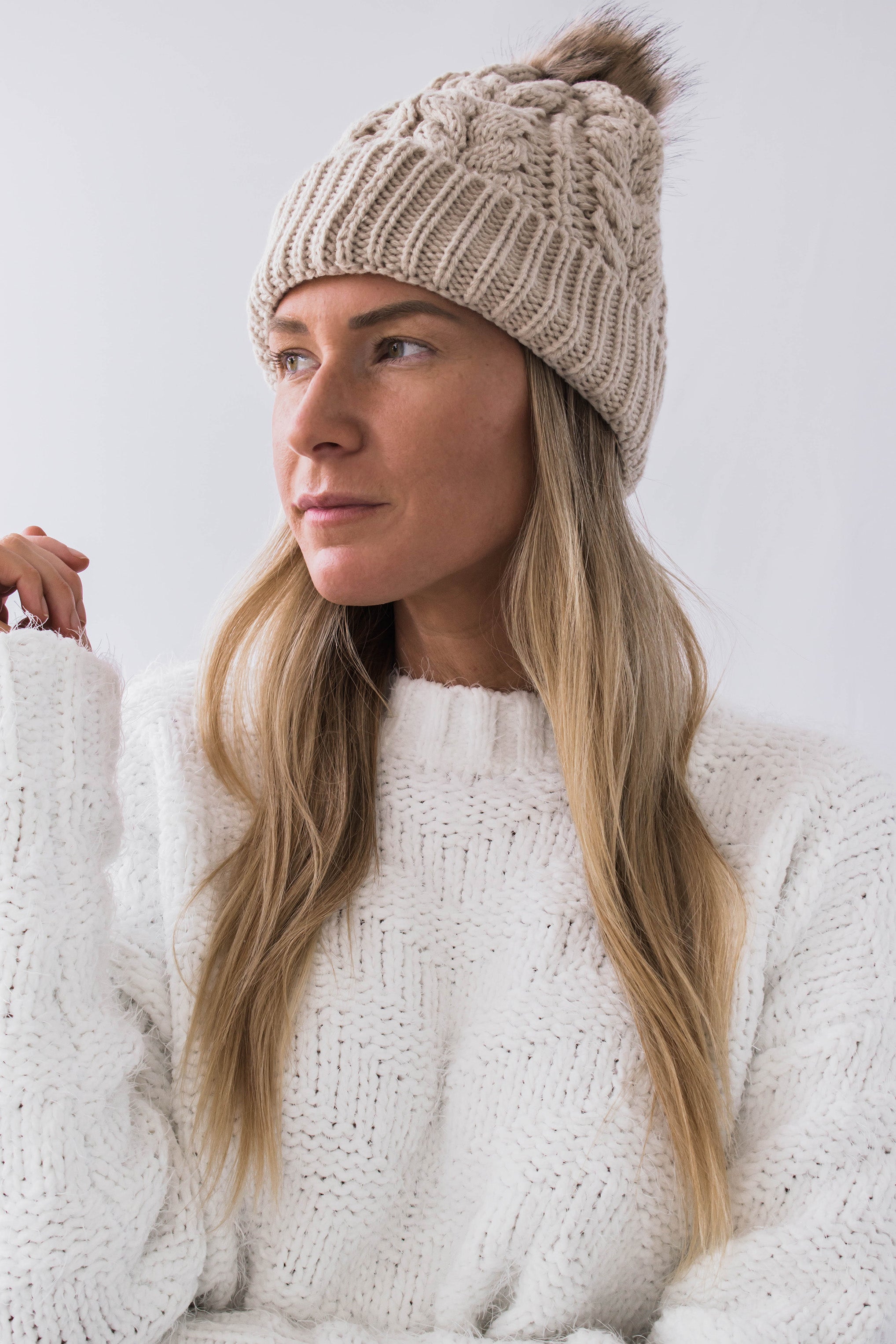 Palmer Cable Knit Beanie - Khaki