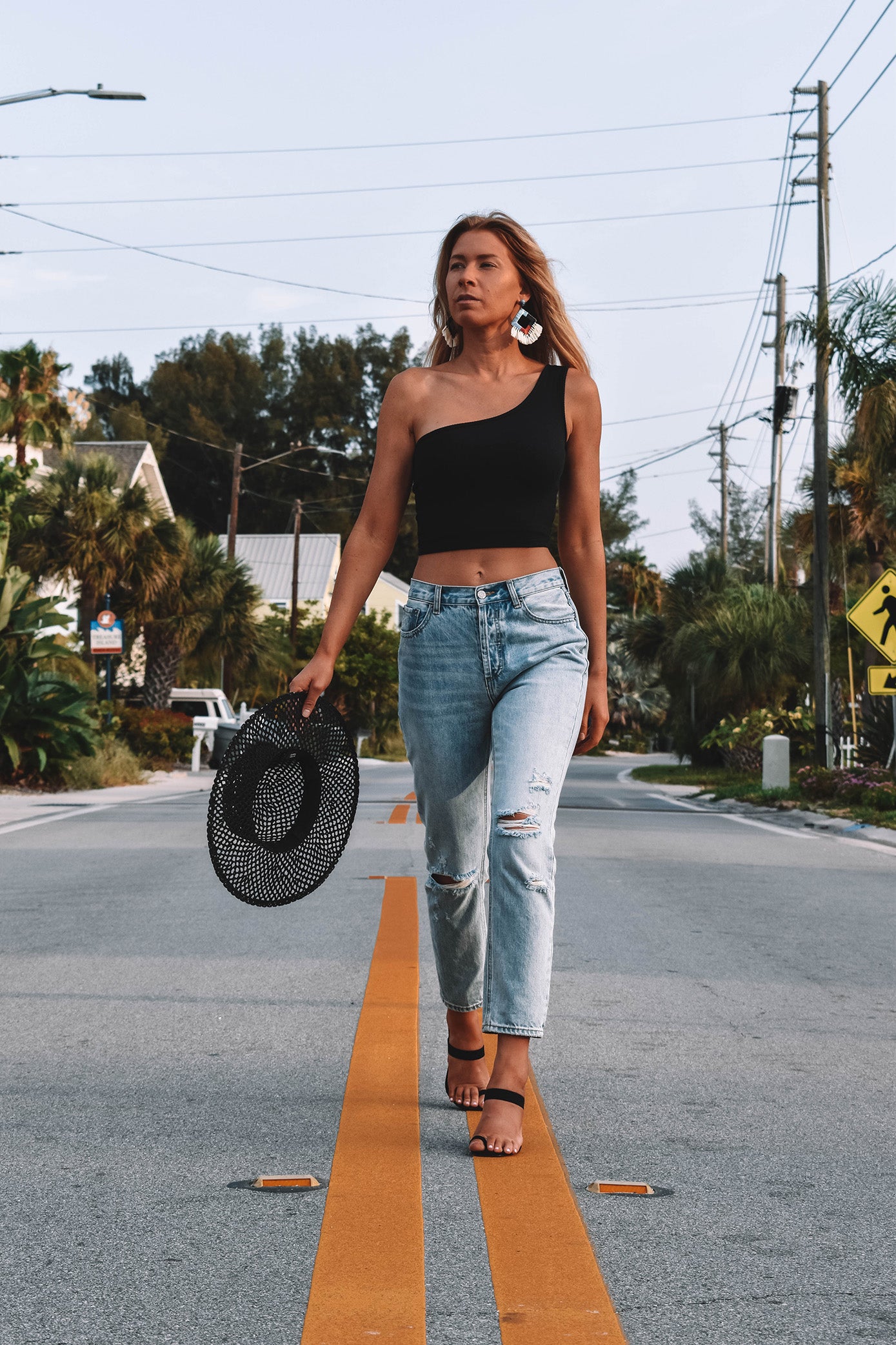 Davis One Shoulder Top - BLACK