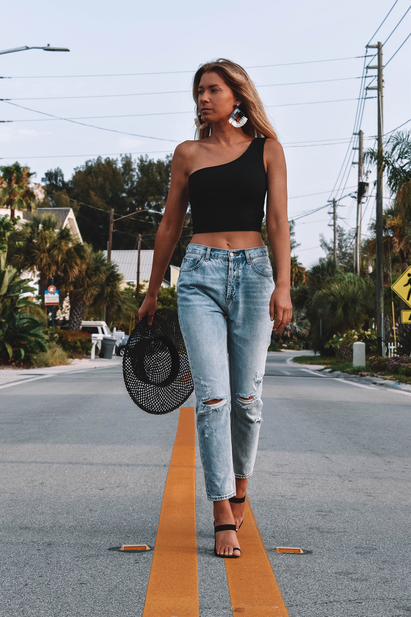 Davis One Shoulder Top - BLACK