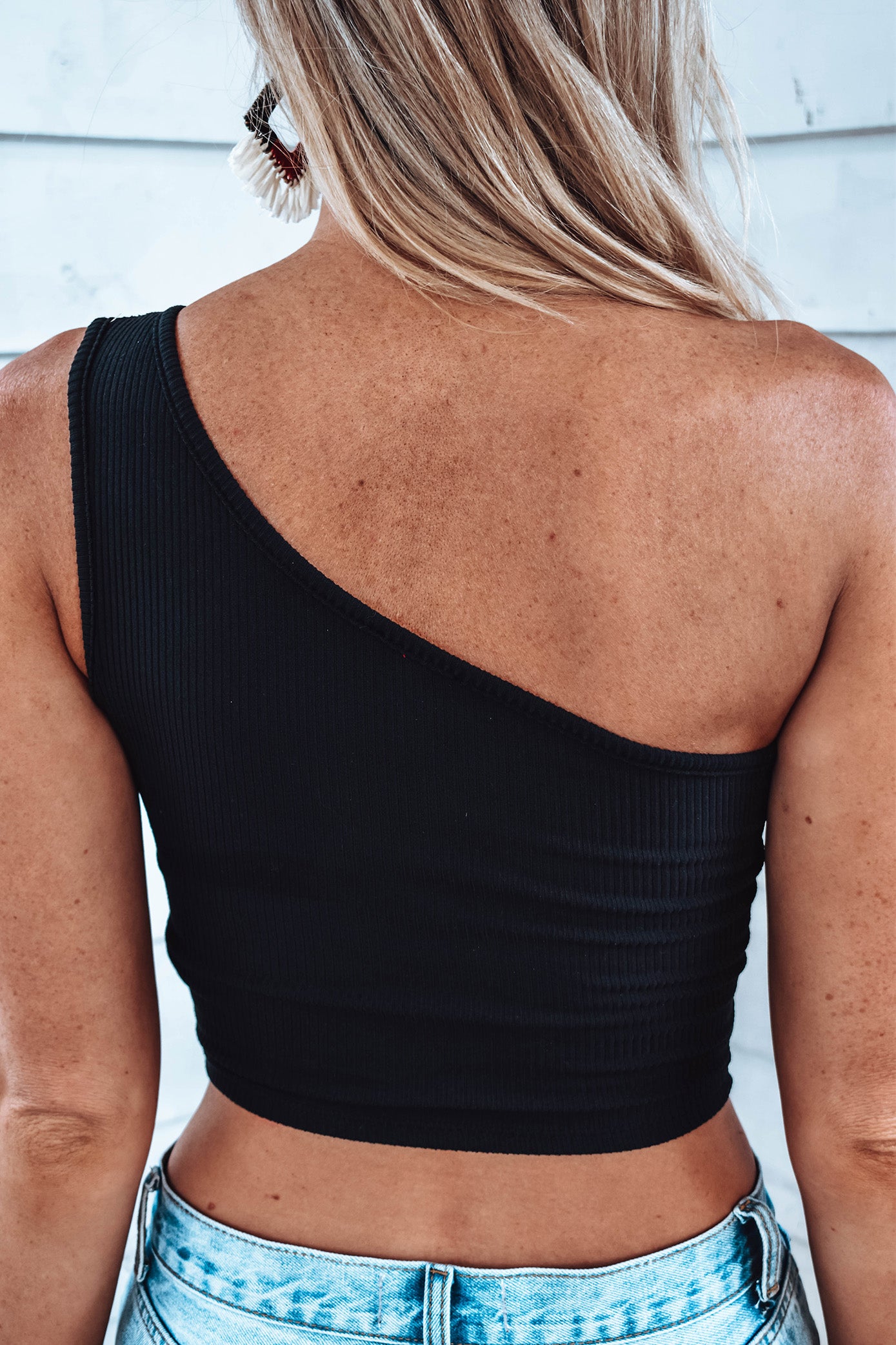 Davis One Shoulder Top - BLACK