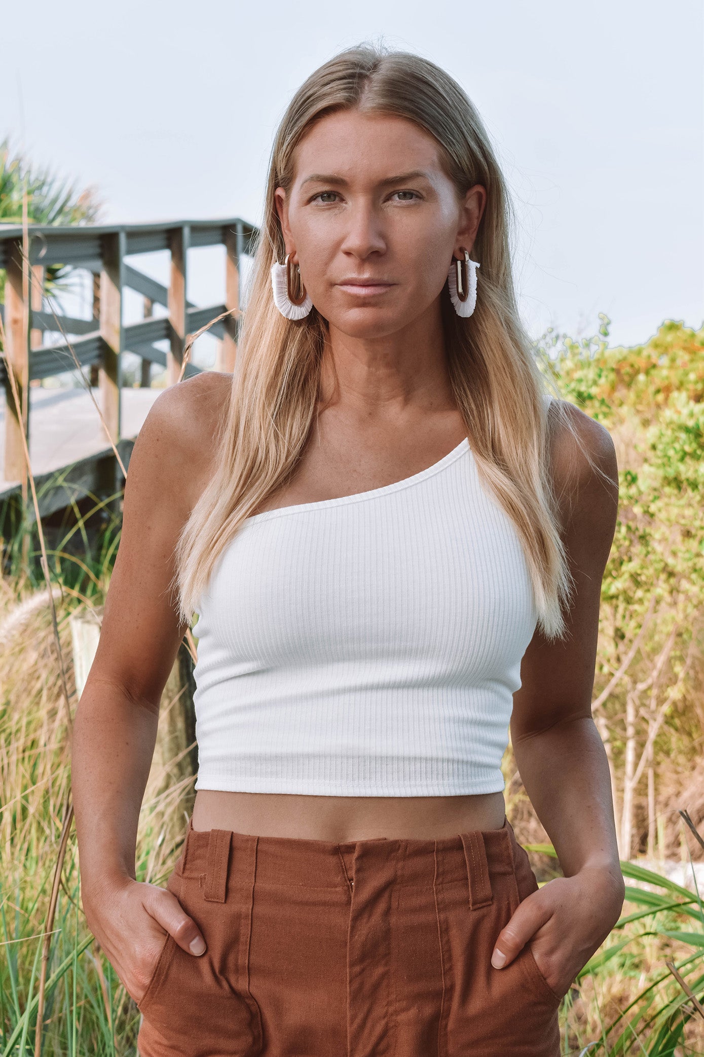 Davis One Shoulder Top - WHITE